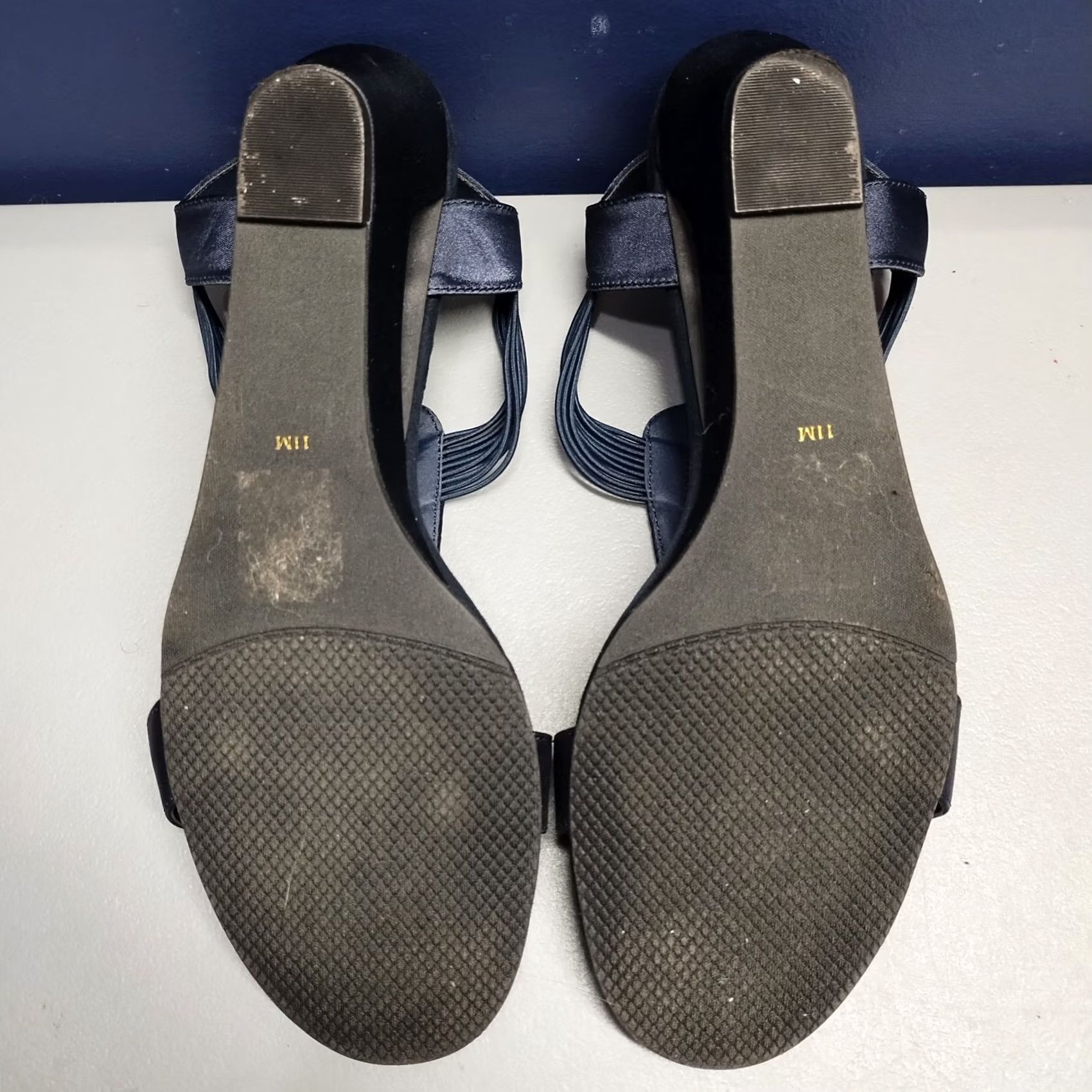 Vintage New York Transit Strappy Sandal Womens US Size 11M Navy Wedge Heel Slip On Size US 11 / IT 41 - 6 Thumbnail