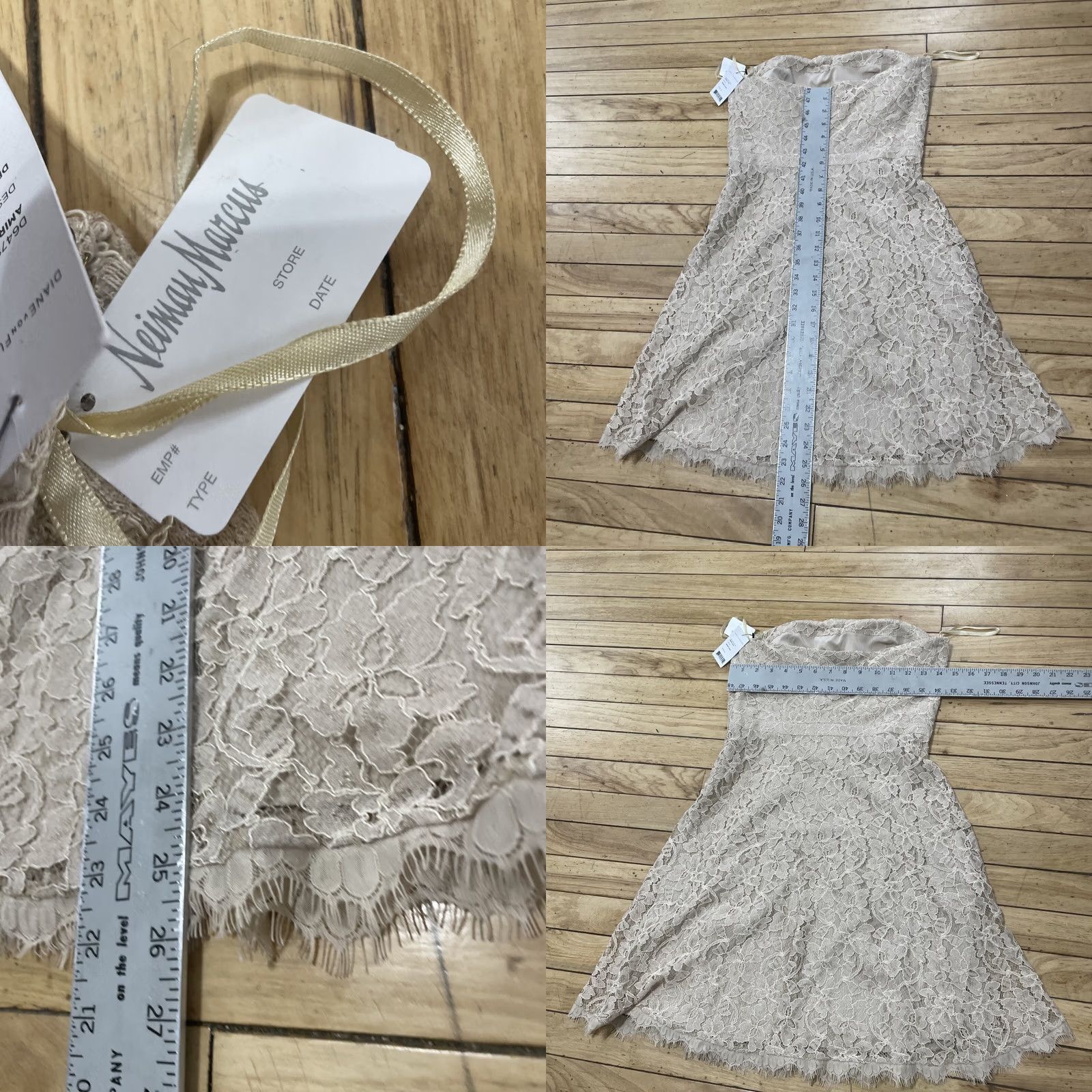 Diane von Furstenberg Diane von Furstenberg Amira Dress Women 6 Tan Floral Lace Knee Length Boho Fit & Flare New Size M / US 6-8 / IT 42-44 - 8 Thumbnail