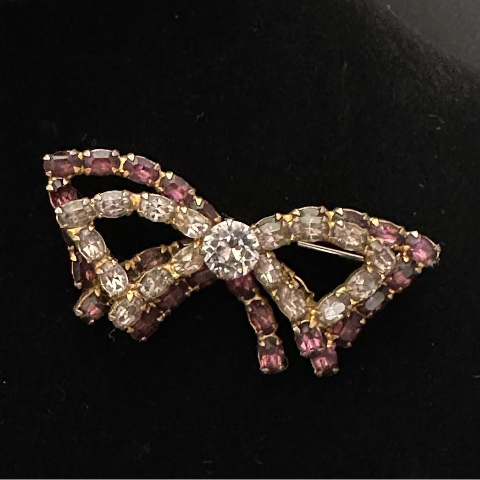 Other Vintage Purple Sapphire And Rhinestone Double Bow Brooch Size ONE SIZE - 2 Thumbnail