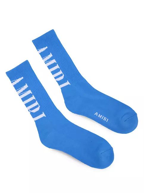 Amiri o1gr1nt0924 Size: 45-46 / Solid Ma Embroidery Socks in Blue Size ONE SIZE - 1 Preview