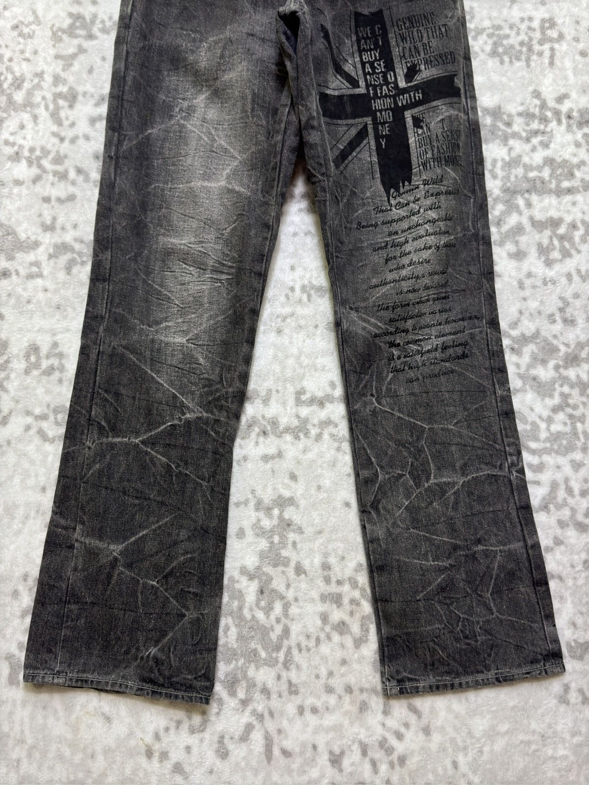 If Six Was Nine Y2K Wild Life Streetwear Poem Print Black Grey Jeans Size US 31 - 7 Thumbnail