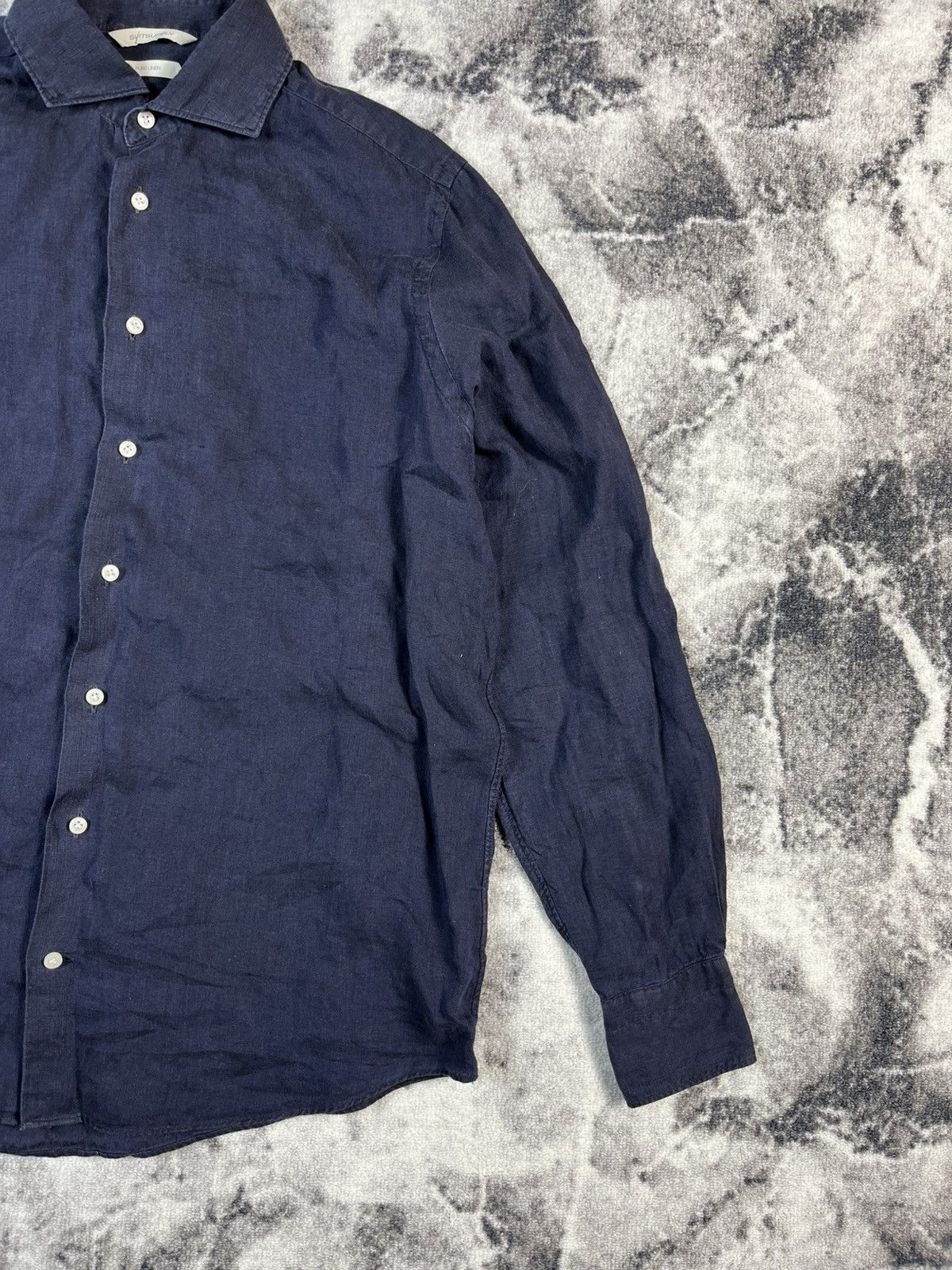 Suitsupply Suitsupply Linen Shirt Navy Slim Fit 39/40 Casual Size US M / EU 48-50 / 2 - 3 Thumbnail
