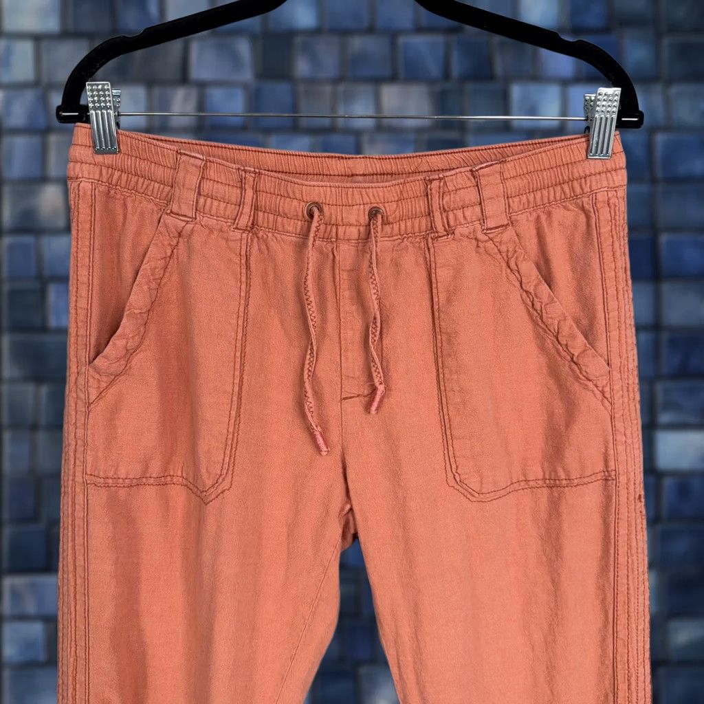 Vintage Hei Hei Womens Small Orange Jogger Pants Elastic Waist Linen Rayon Travel Casual S Size 28" / US 6 / IT 42 - 1 Thumbnail