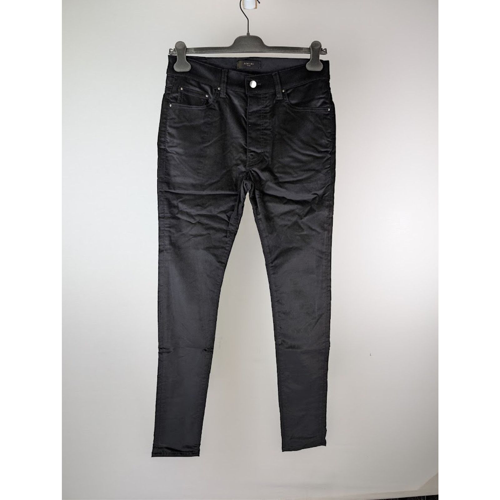 Amiri o1rshd1 Velour Skinny Stack Jeans in Black Size US 32 / EU 48 - 1 Thumbnail