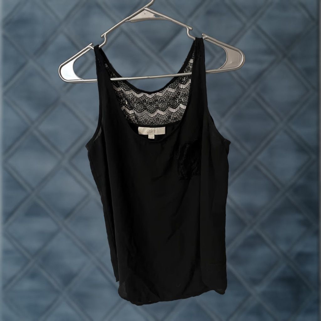 Loft Loft Tank Top Women M Black Shell Cotton GUC Soft Polyester Rayon Vintage: No (adjust to rules) Size M / US 6-8 / IT 42-44 - 1 Thumbnail