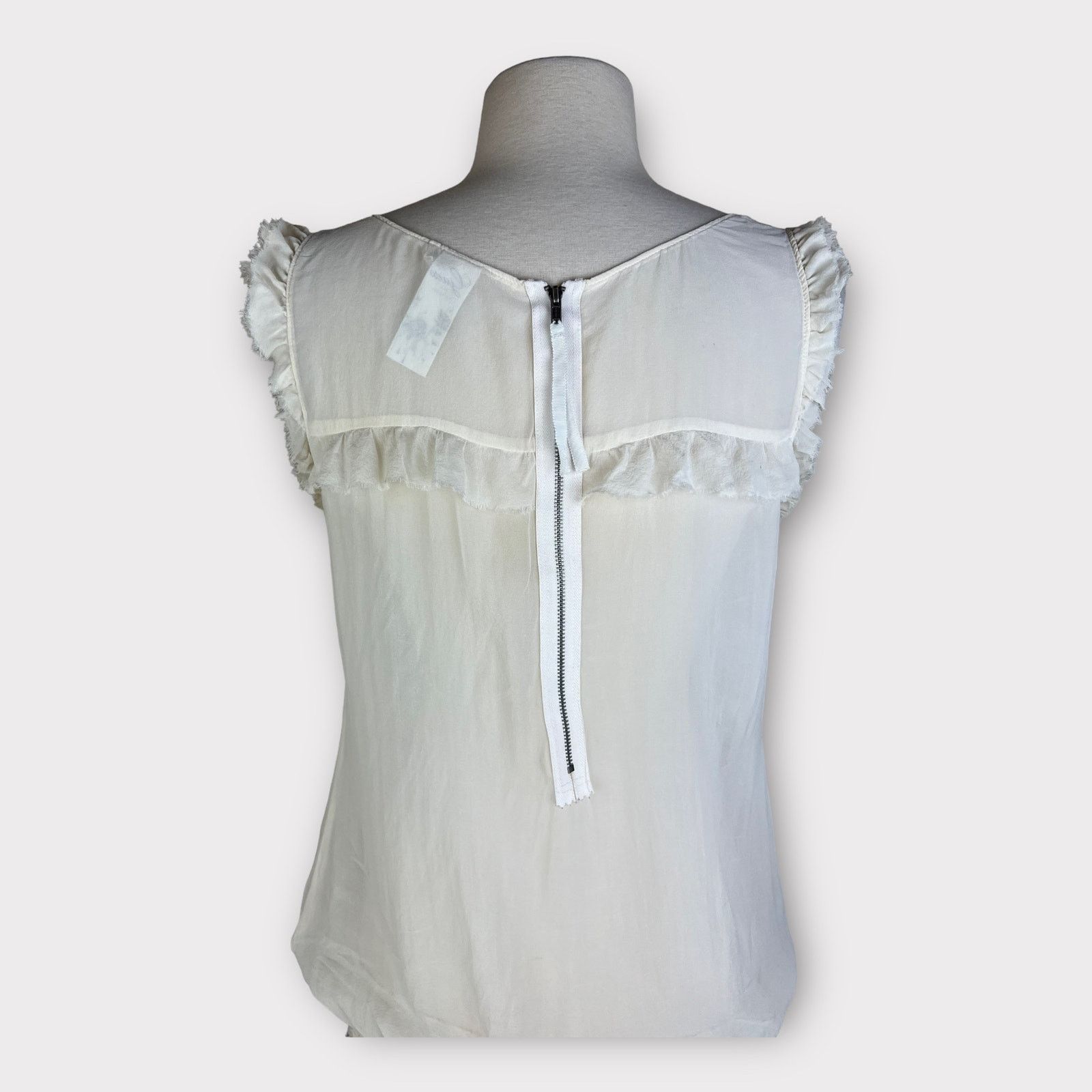Guess Guess | Vintage Y2K Sheer SILK Ivory Blouse | Medium Size M / US 6-8 / IT 42-44 - 3 Thumbnail