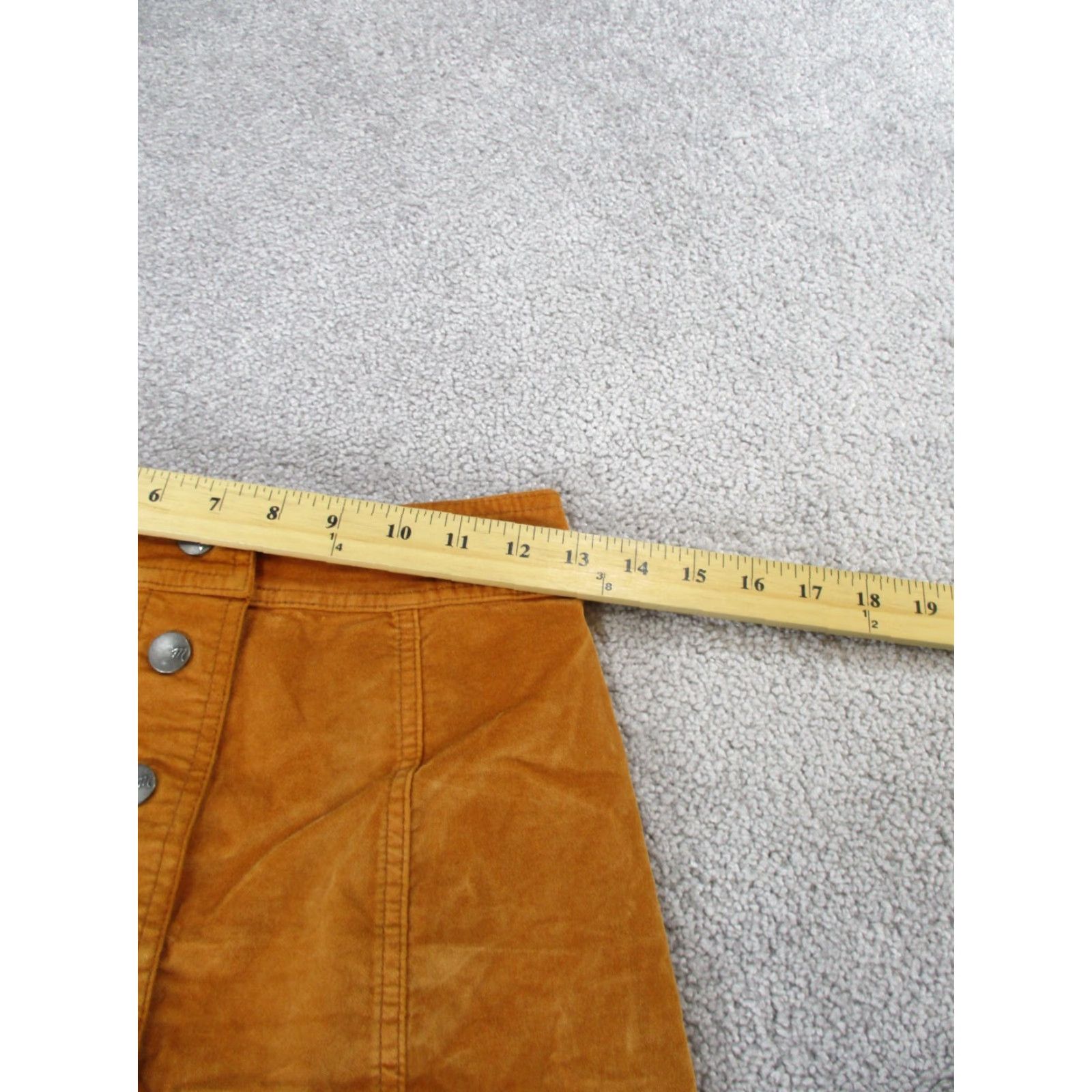 Madewell Madewell Skirt Womens 00 Golden Pecan Velveteen A-Line Mini Button Front Yellow Cotton Blend Regular Lined Short Accessory: Button Size 24" / US 00 / IT 34 - 5 Thumbnail