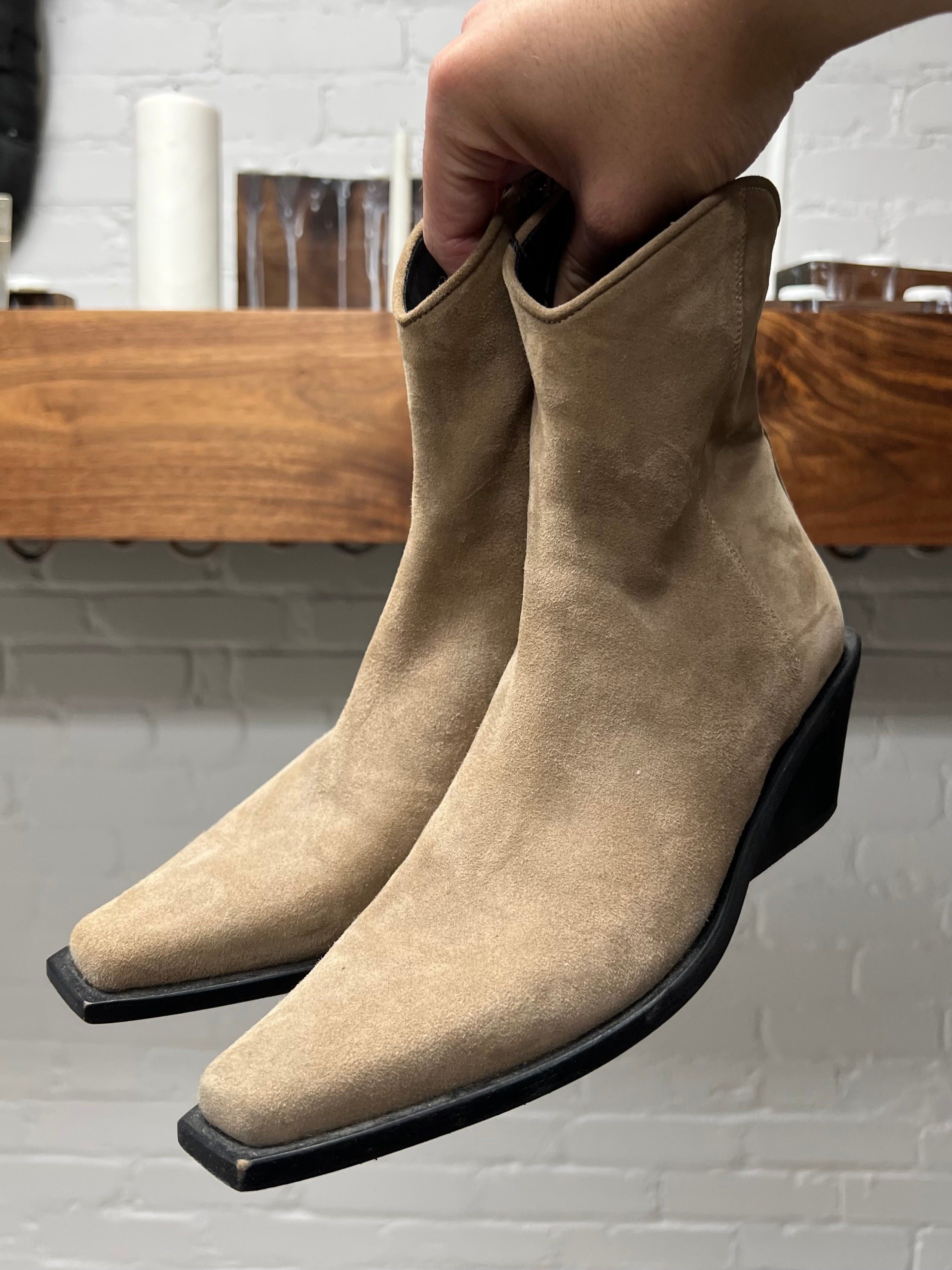 Ann Demeulemeester Brown Suede Cuban Heel Boots