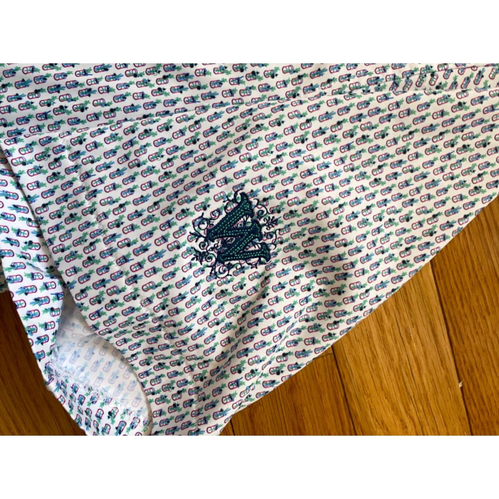 Vintage Peter Millar Summer Comfort Polo Shirt Blue White Geometric Short Sleeve Button-Up Knit Polyester Lightweight Moisture Wicking Non-Iron Casual Mens L Size US L / EU 52-54 / 3 - 5 Thumbnail