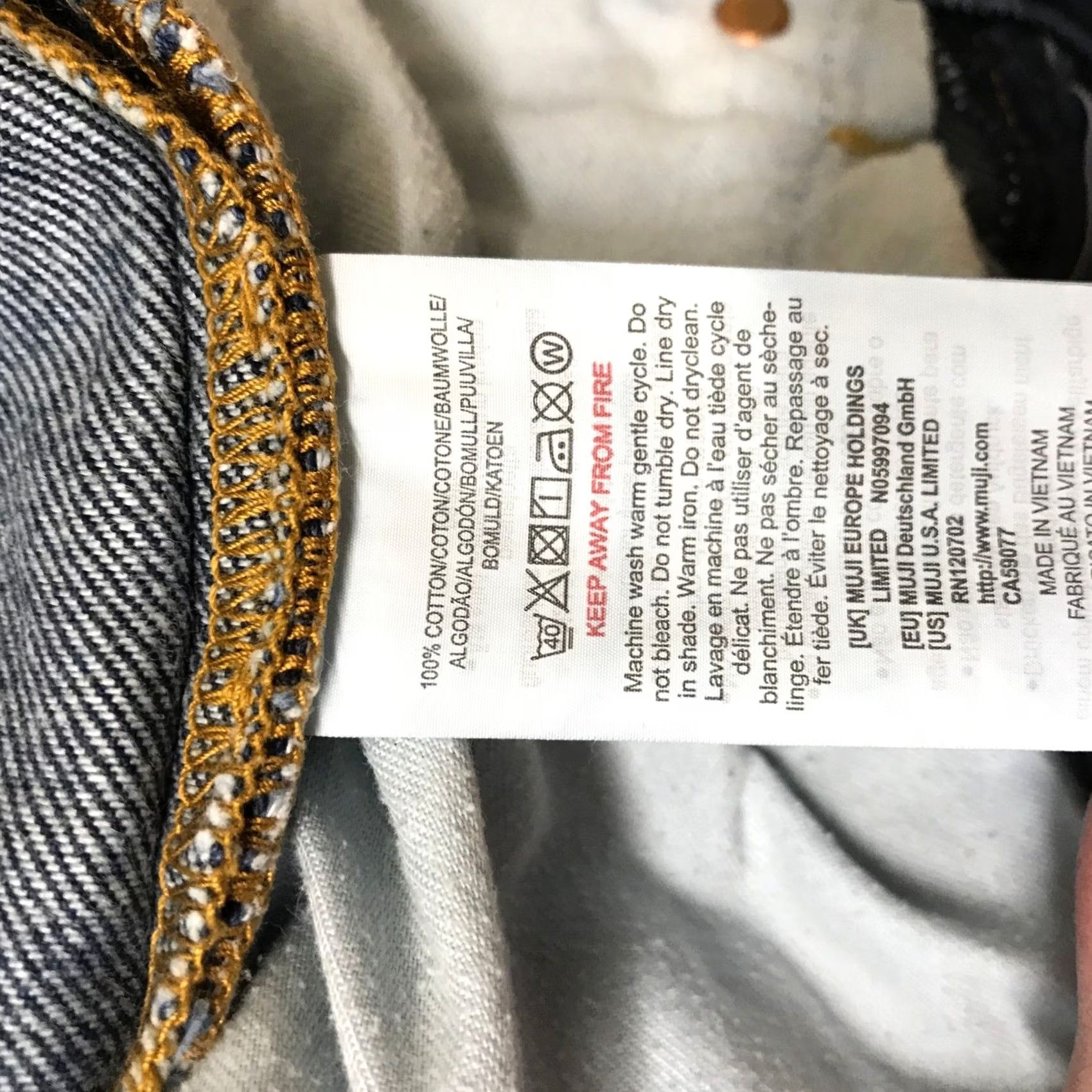 Muji MUJI Dark Indigo Blue Jeans 29 Waist 29 High Rise Wide Leg Straight Denim 100% Cotton Women's - 5-Pocket Zipper Button Casual Size 29" - 8 Thumbnail