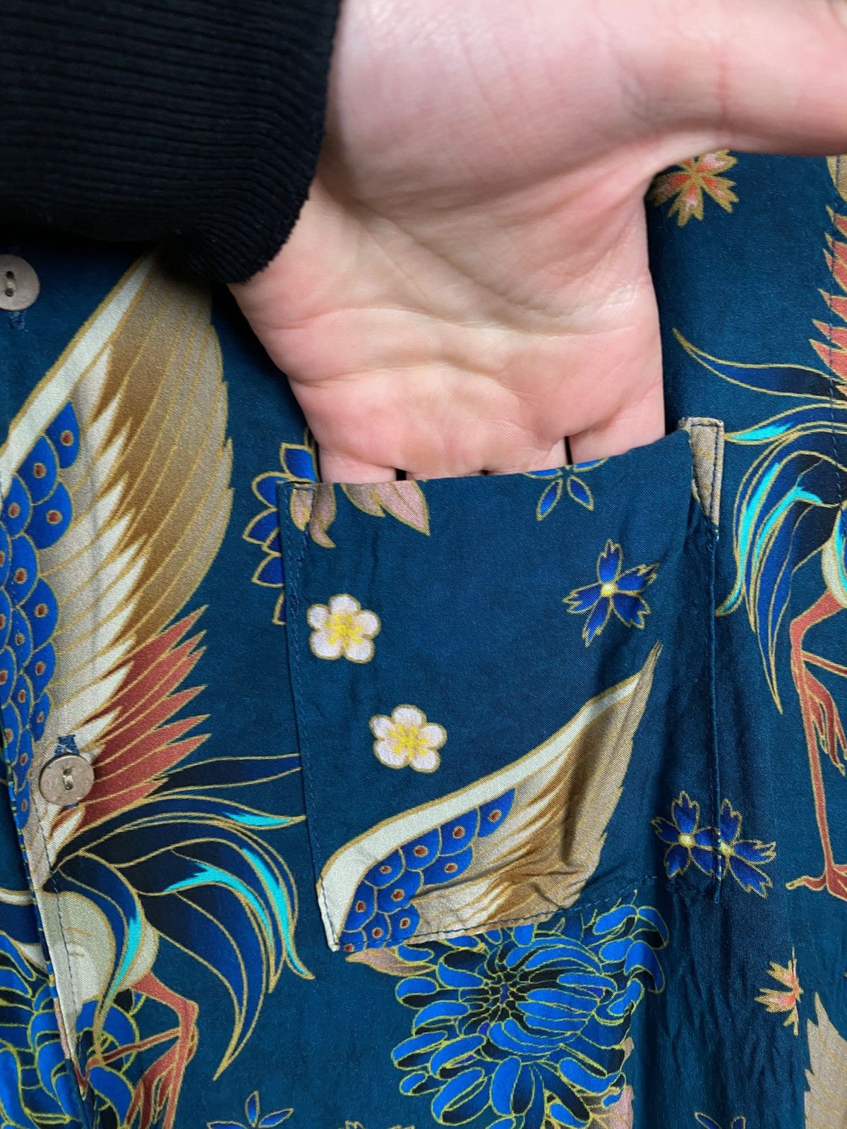 Percival 🦚Shirt Short Sleeve Percival Stork And Flowers Overprint🦚 Size US S / EU 44-46 / 1 - 6 Thumbnail