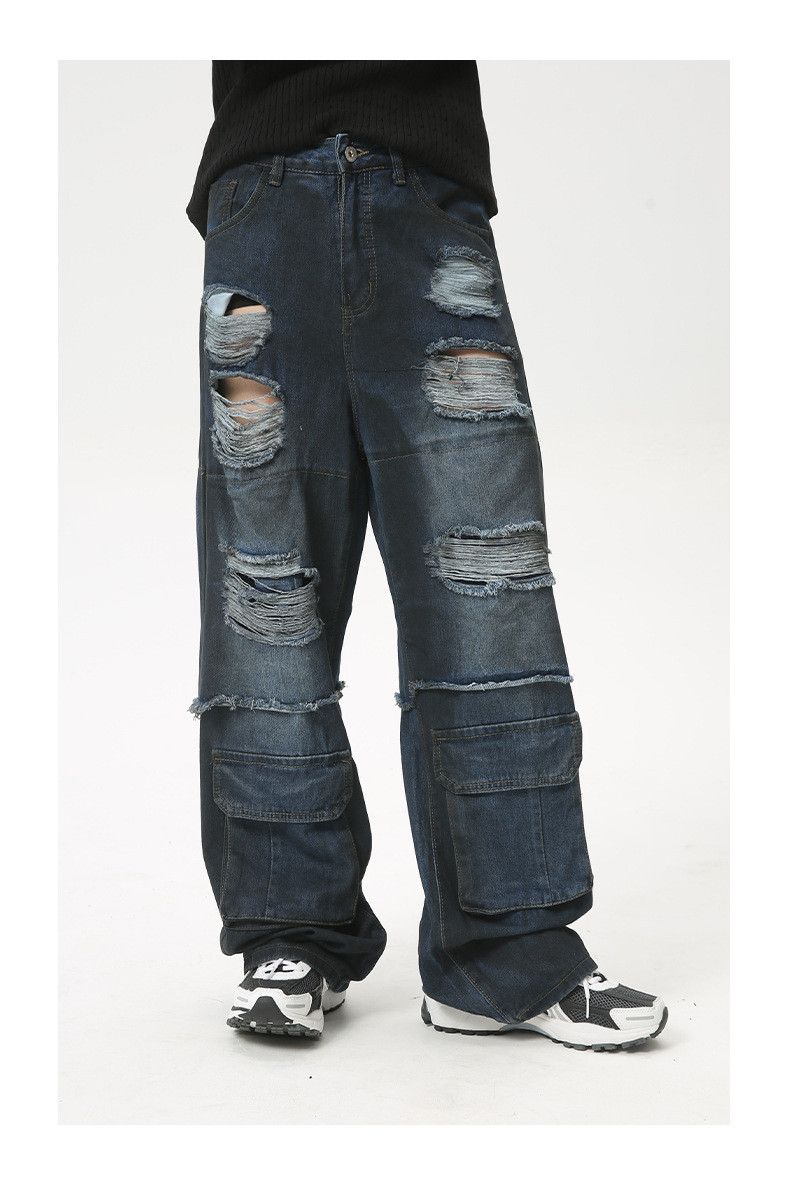 Japanese Brand × Jean Street retro heavy duty ripped multi-pocket cargo jeans Size US 32 / EU 48 - 4 Thumbnail