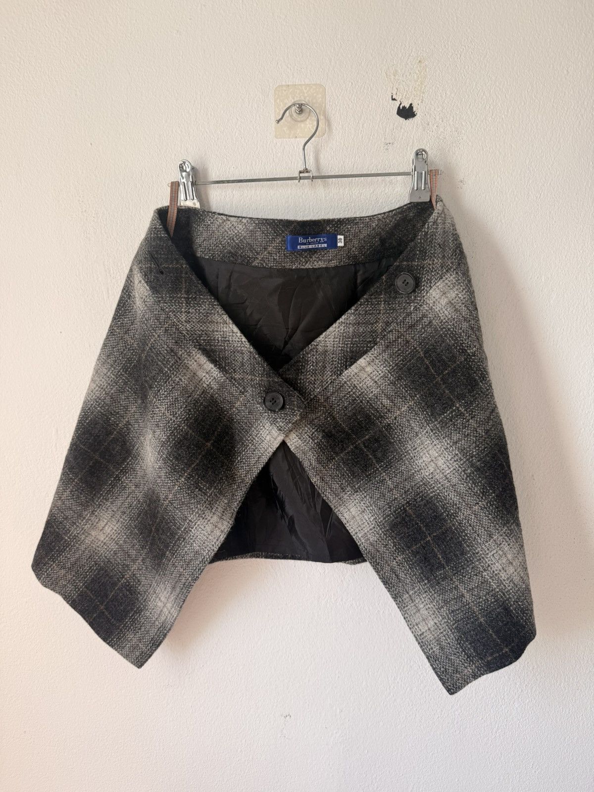 Burberry Prorsum VINTAGE BURBERRY’S BLUE LABEL SHADOW PLAID WOOL MINI SKIRT Size 26" / US 2 / IT 38 - 4 Thumbnail