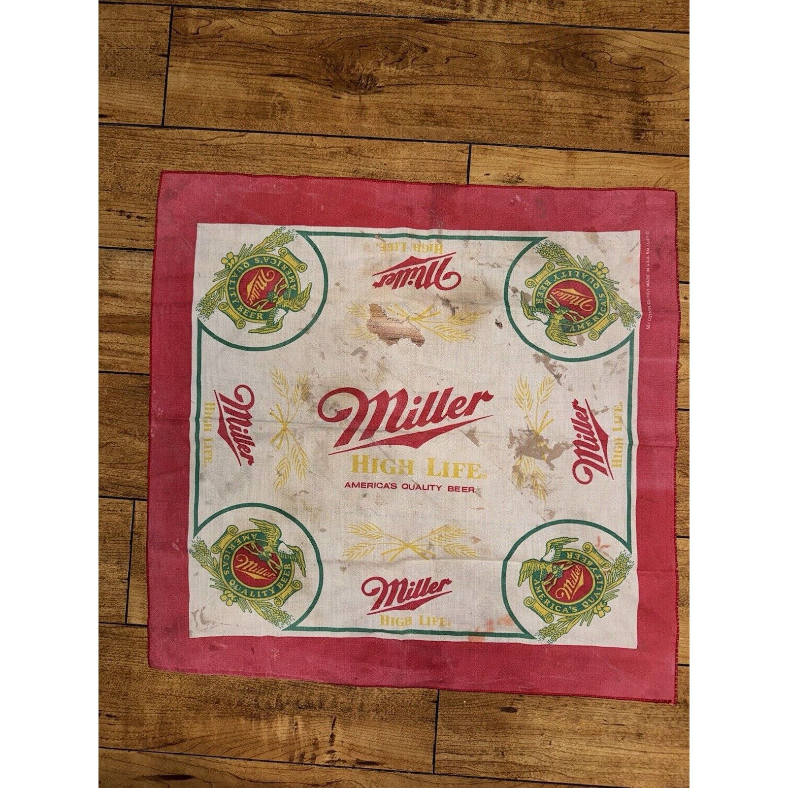 Band Tees × Vintage Vintage Miller High Life Pocket Square Distressed Size ONE SIZE - 1 Thumbnail