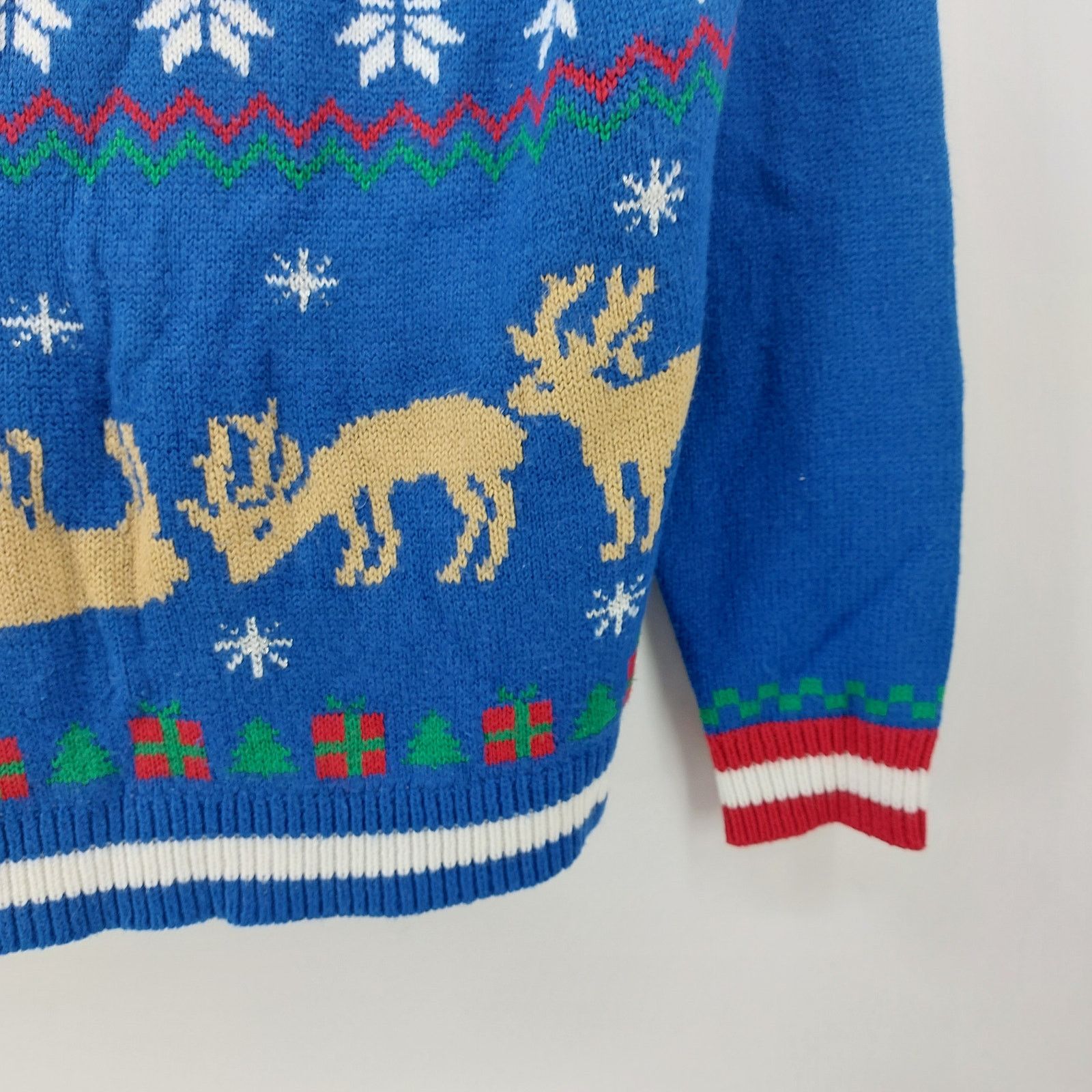 Other Jolly Sweaters Sz L Unisex Blue Knit Reindeer Tree Snowflake Size L / US 10 / IT 46 - 7 Thumbnail