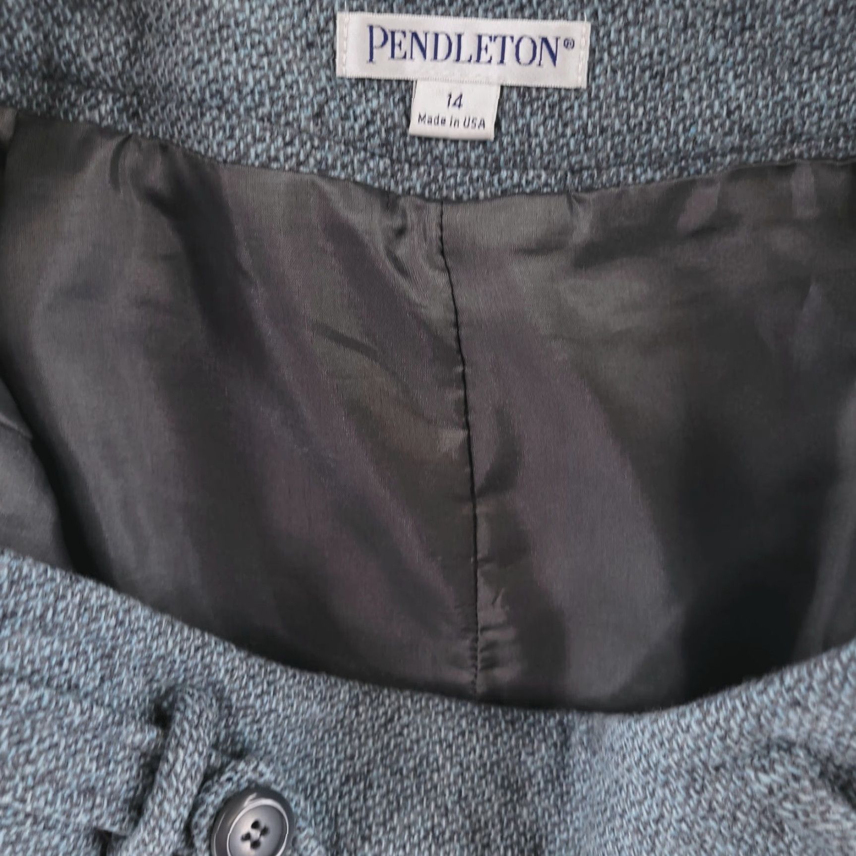 Pendleton VINTAGE Pendleton Skirt Womens 14 Blue Gray Wool Knit Liner Knee Length Solid Pattern Size 36" / US 14 / IT 50 - 5 Thumbnail