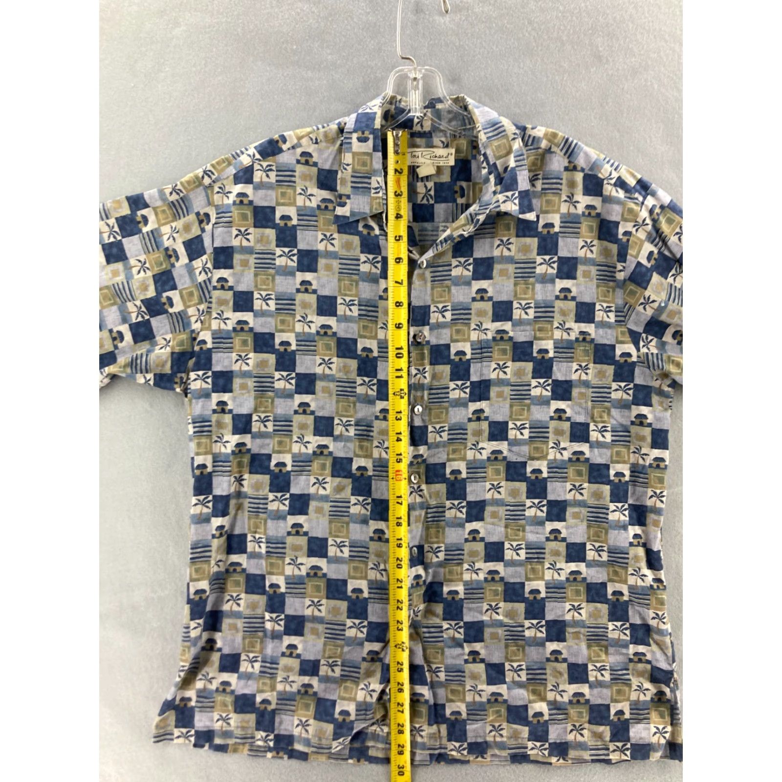 Vintage VINTAGE TORI RICHARDS HONOLULU ALOHA SHIRT Mens Large Palms Huts Checked USA Made Size US L / EU 52-54 / 3 - 4 Thumbnail