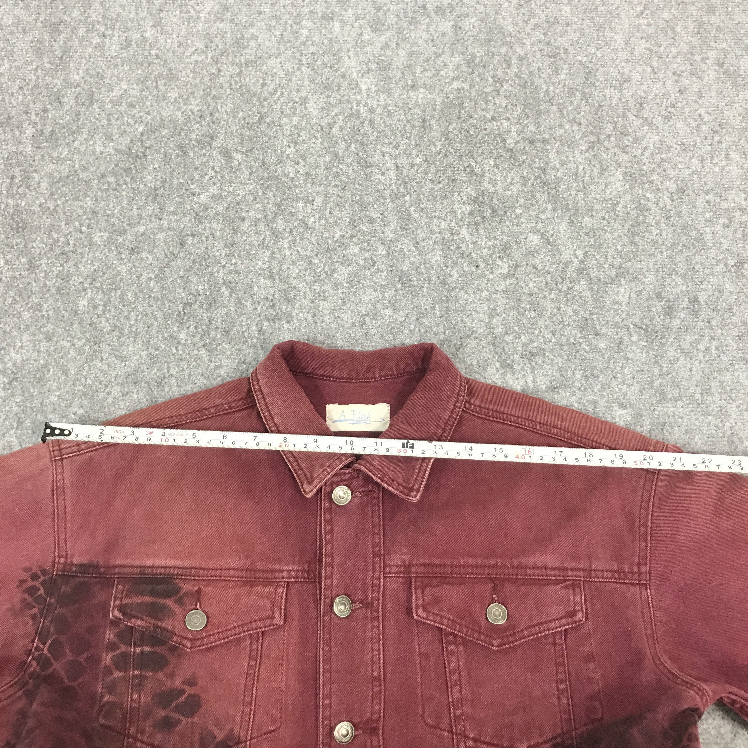 Japanese Brand JAPAN A.FLASH RED FADED BUTTON DENIM JACKET Size US M / EU 48-50 / 2 - 9 Thumbnail