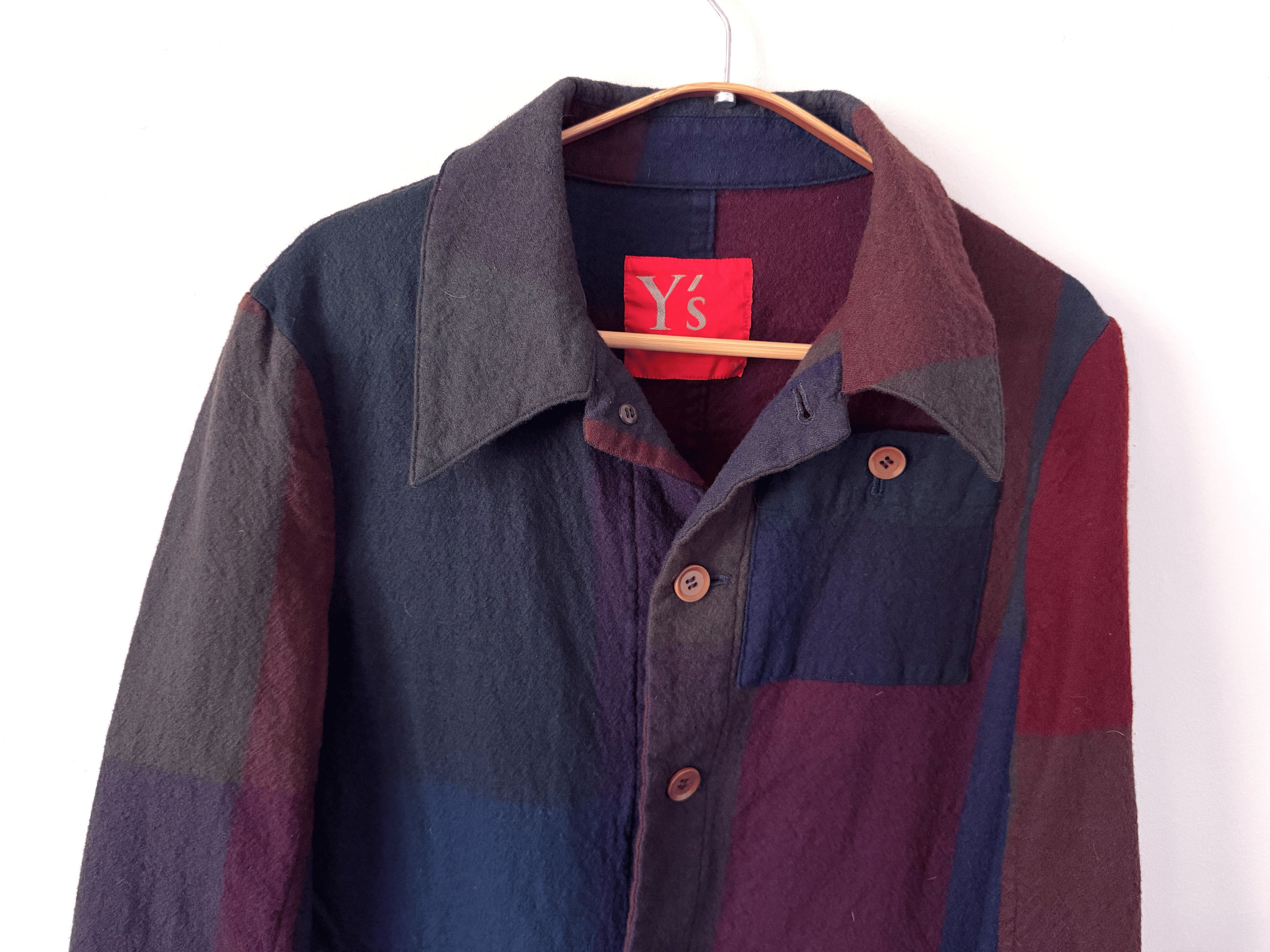 Y's Y's by Yohji Colorblock Wool Chore Coat Navy Burgundy Size M / US 6-8 / IT 42-44 - 2 Thumbnail