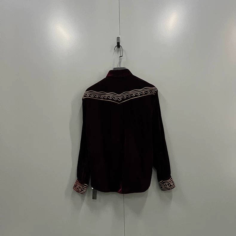 Saint Laurent Paris Saint Laurent Paris size 36 Burgundy Velvet Embroidered Sh Size US M / EU 48-50 / 2 - 2 Thumbnail