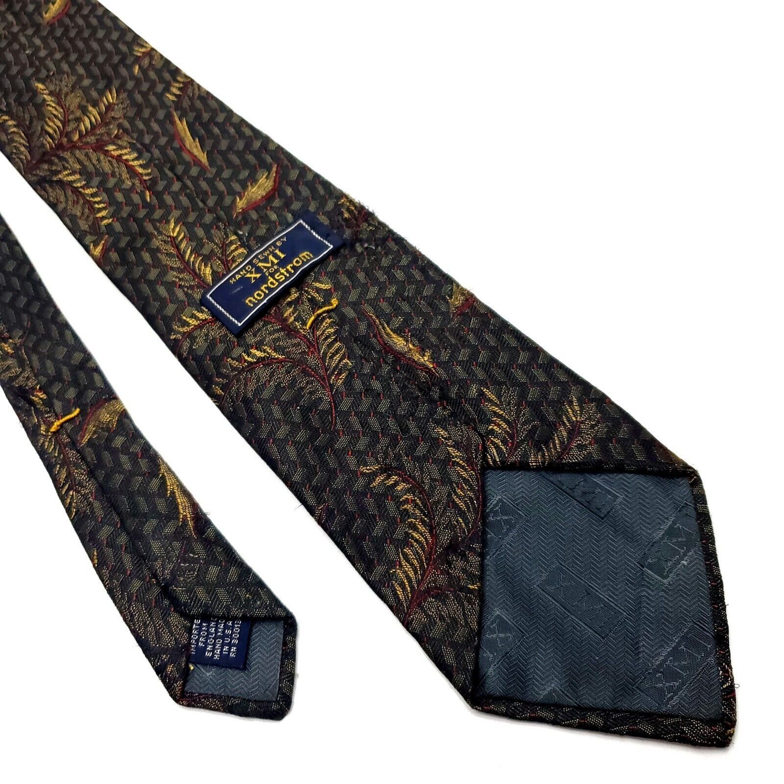 XMI Platinum XMI For Nordstorm Grey & Mossy Green Silk Tie Woven Short Fl Size ONE SIZE - 3 Thumbnail