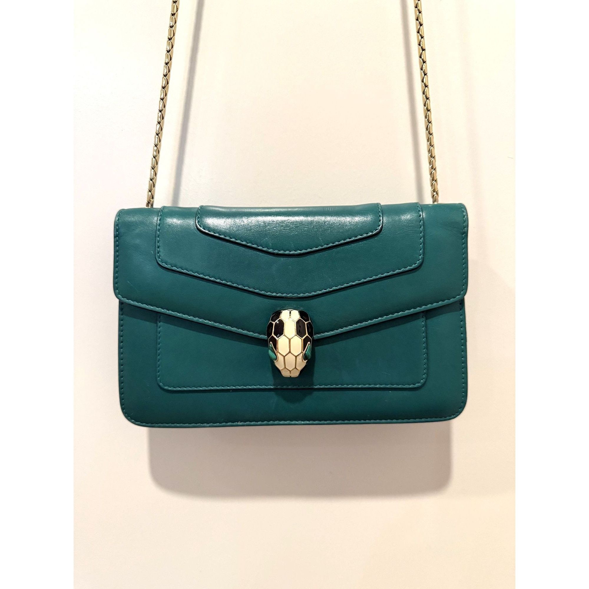 Bvlgari Serpenti Forever Emerald Green Leather Crossbody Bag, Women's