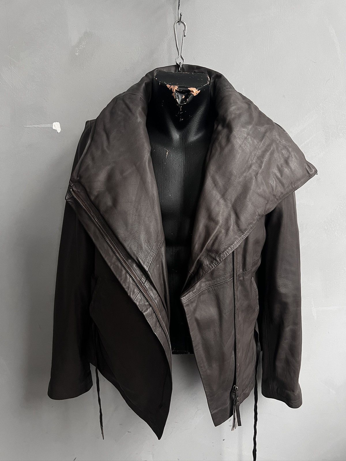14th Addiction Asymmetrical leather biker jacket hype gothic avant garde Size US M / EU 48-50 / 2 - 6 Thumbnail