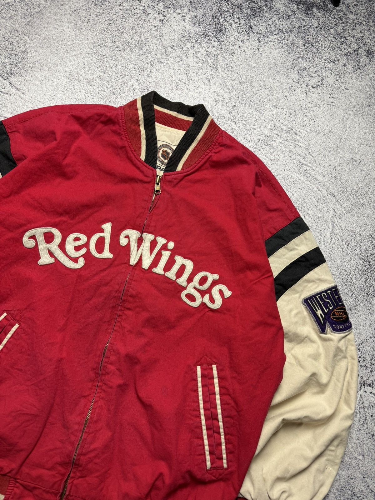 NHL Vintage 90s Mirage NHL Red Wings Detroit Bomber Jacket Rare Size US XL / EU 56 / 4 - 4 Thumbnail