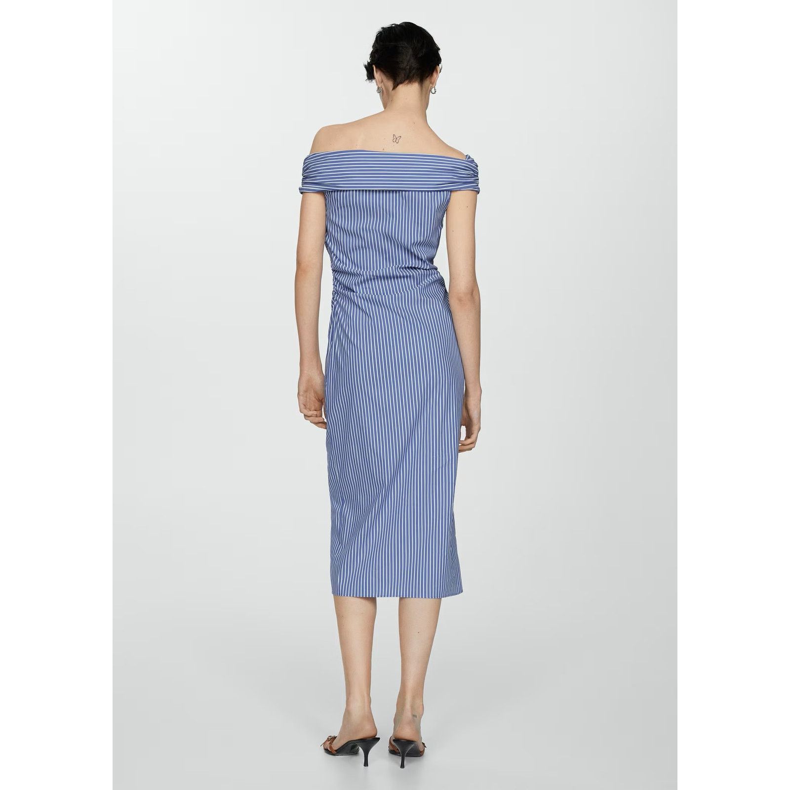 Mango MANGO Striped Off-Shoulder Midi Dress NWT Size M / US 6-8 / IT 42-44 - 18 Thumbnail