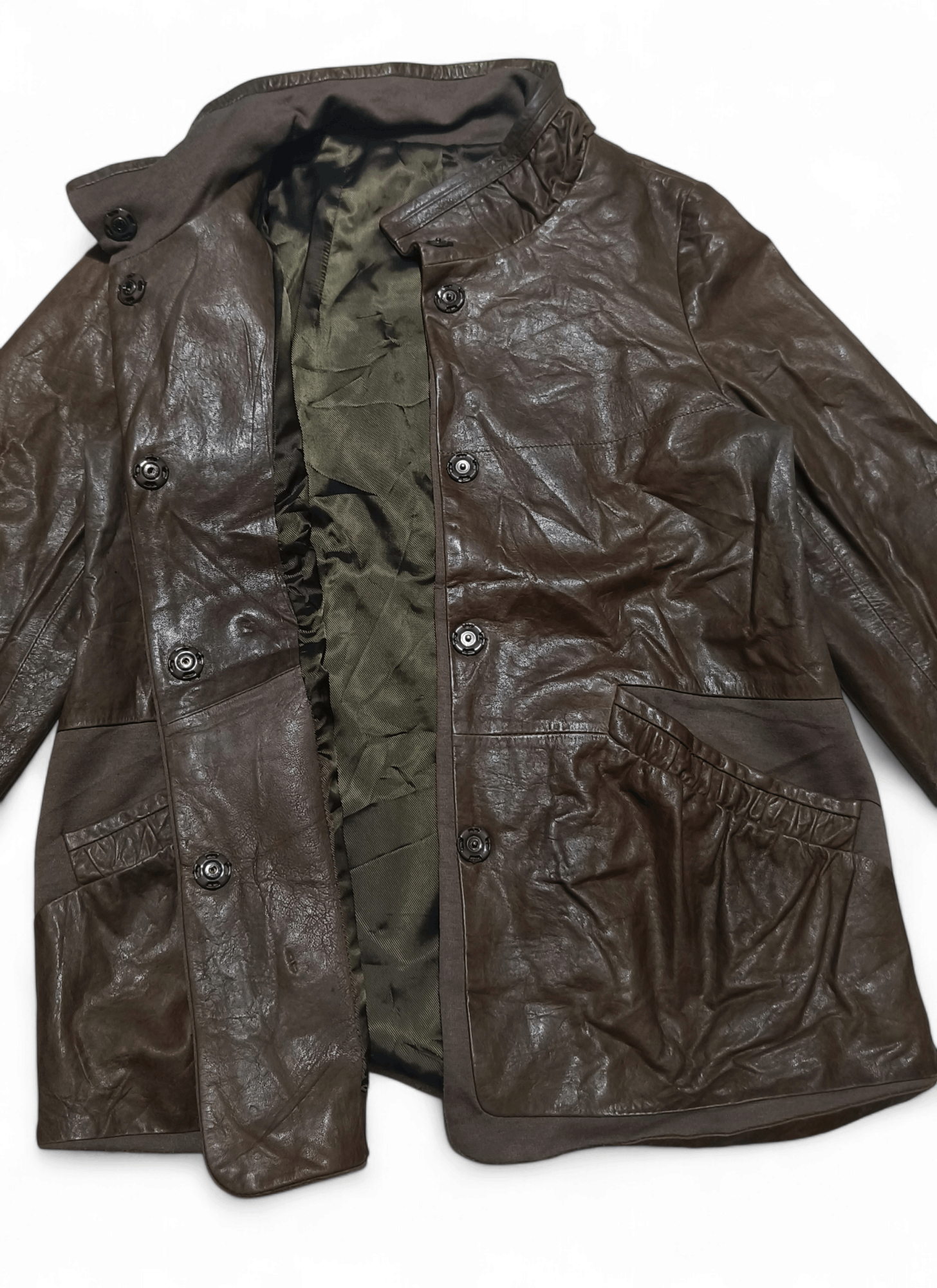 Vintage Vintage 70s Women's Brown Leather Long Coat Jacket Size M / US 6-8 / IT 42-44 - 5 Thumbnail