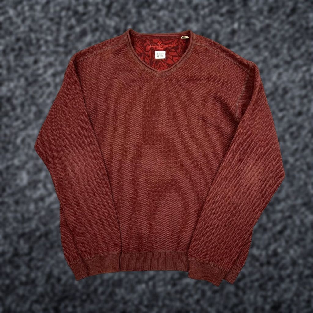 Tommy Bahama Tommy Bahama Sweater Mens Large Rust Red Textured Knit Pullover V-Neck Wool? (Note: "Wool" not in original) Size US L / EU 52-54 / 3 - 1 Thumbnail