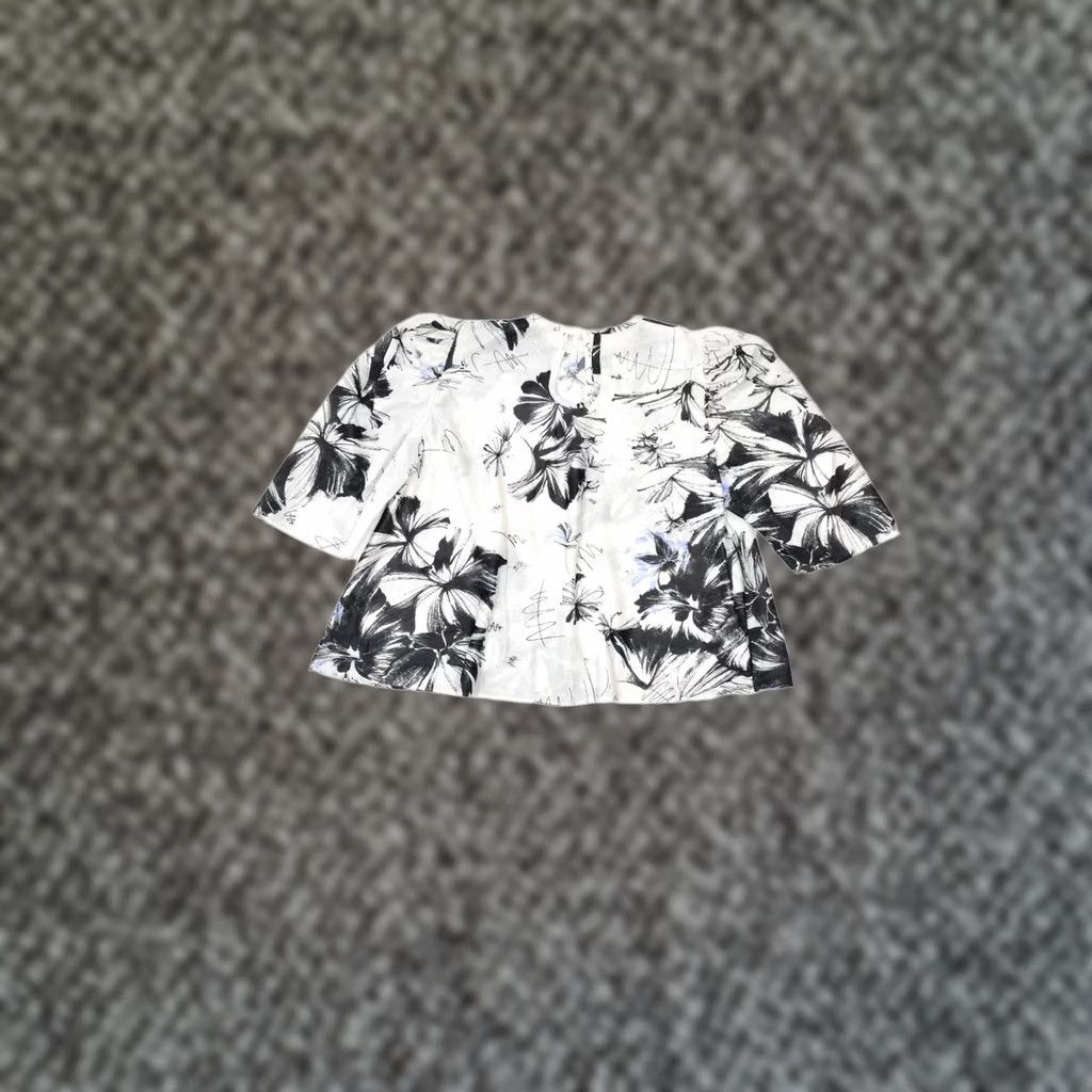 Vintage VINTAGE Womens White Floral 3/4 Sleeve Blouse Top Medium UK 14 Size M / US 6-8 / IT 42-44 - 1 Thumbnail