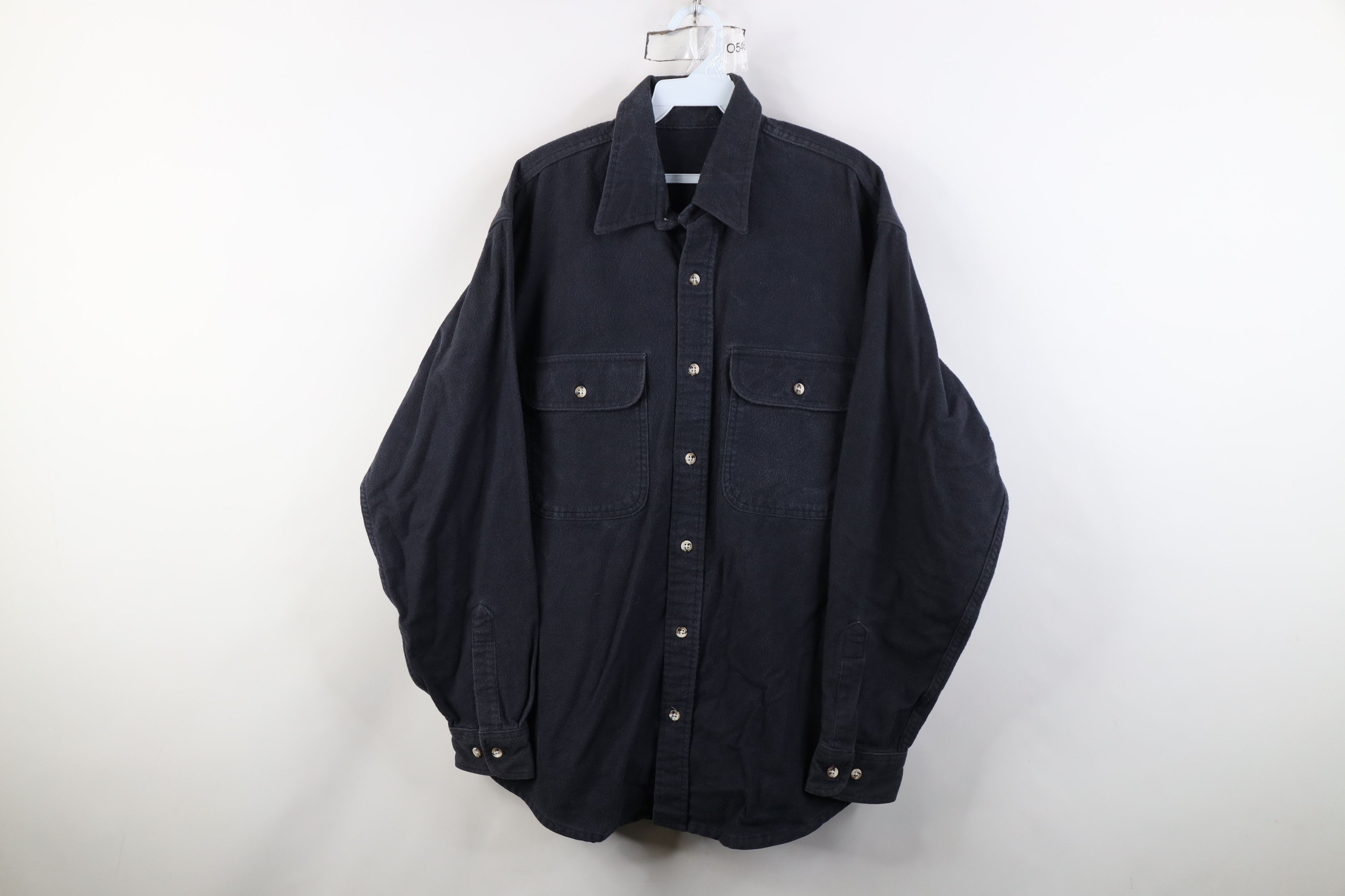Vintage Vintage 70s Streetwear Collared Button Shirt Dark Gray Size US XL / EU 56 / 4 - 1 Thumbnail