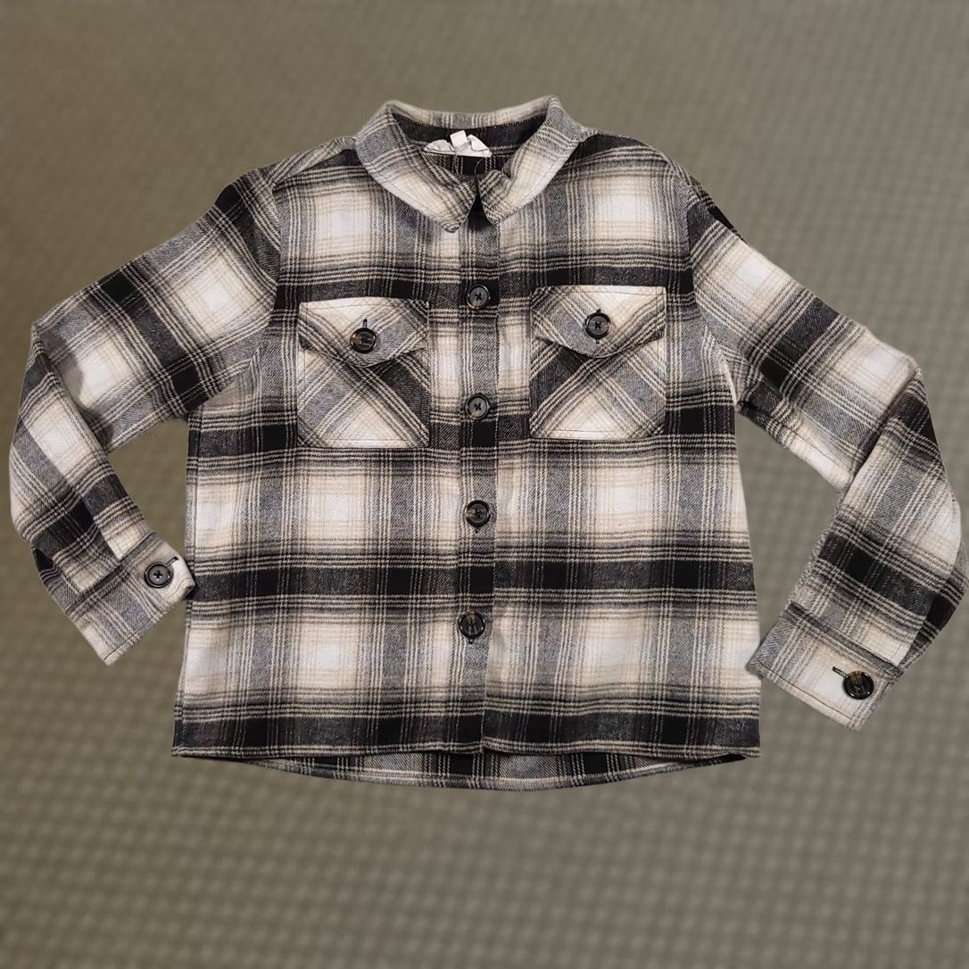 BB Dakota BB Dakota By Steve Madden Button Up Boxy Flannel Shacket Shirt Gray Plaid Womens Large L Size L / US 10 / IT 46 - 1 Thumbnail