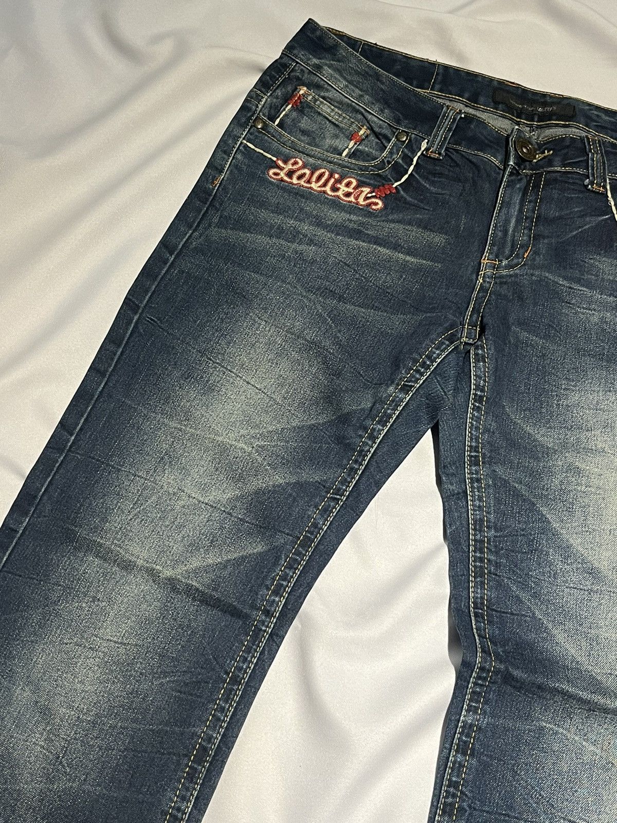 Jean LOLITA JEANS JAPAN WIDE LEG MUDWASH BAGGY DENIM EMBROIDERED Size 29" - 6 Thumbnail