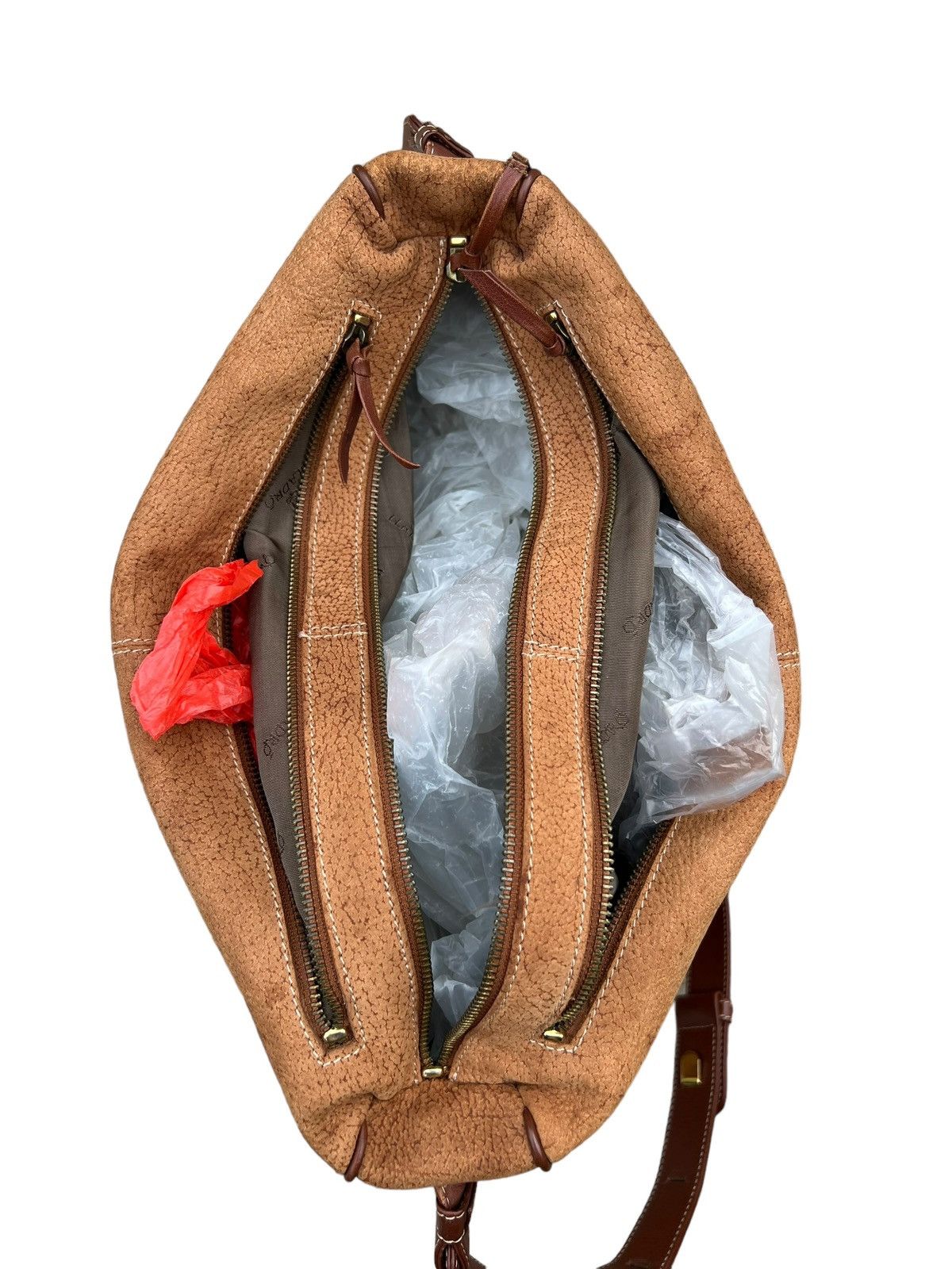 Leather Vintage LLADRO Stains Patina Huge Leather Bag Size ONE SIZE - 20 Thumbnail
