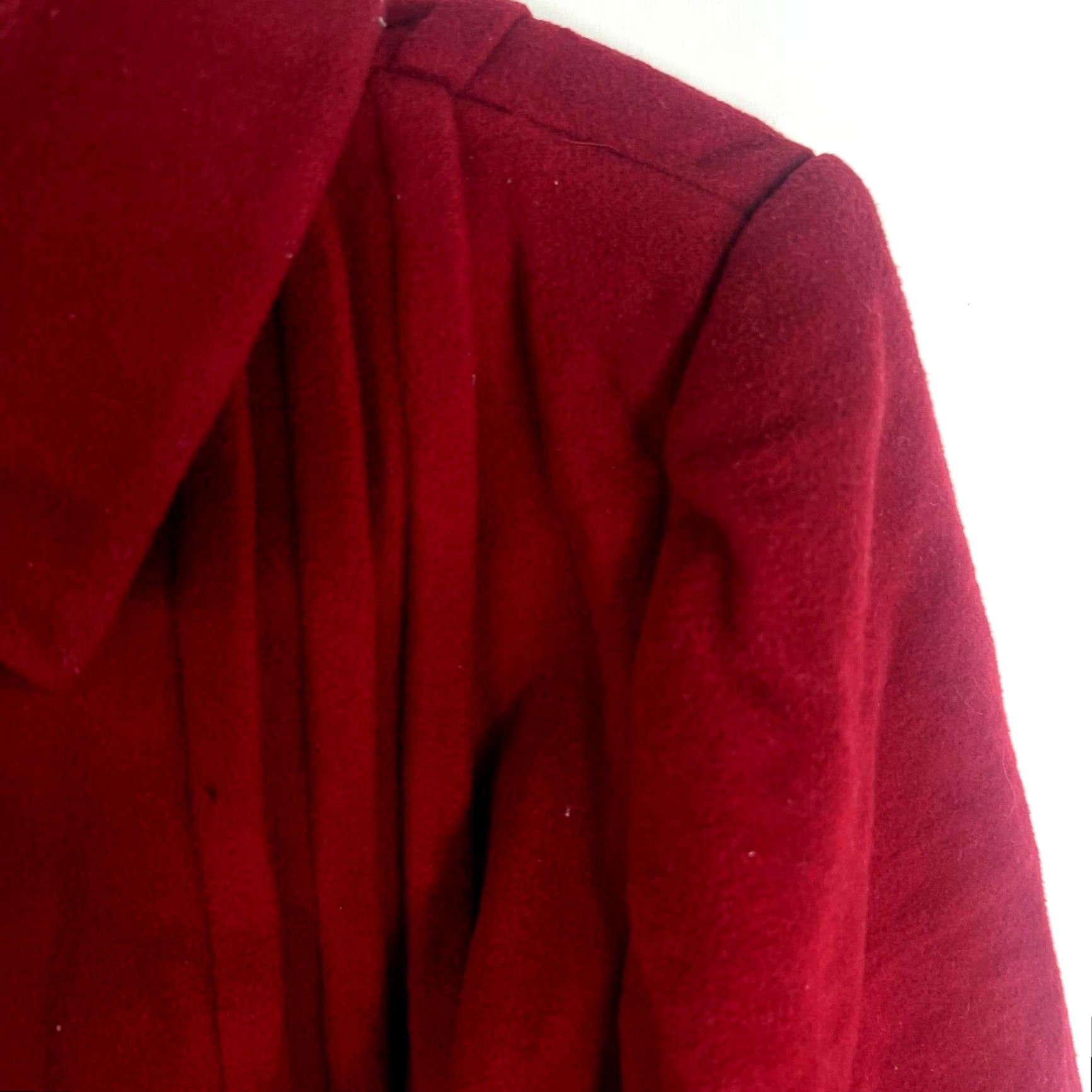Mackintosh VINTAGE Mackintosh Wool Blend Overcoat Womens XL Long Red Fall Winter 90s Classic Leather Accents Size XL / US 12-14 / IT 48-50 - 2 Thumbnail