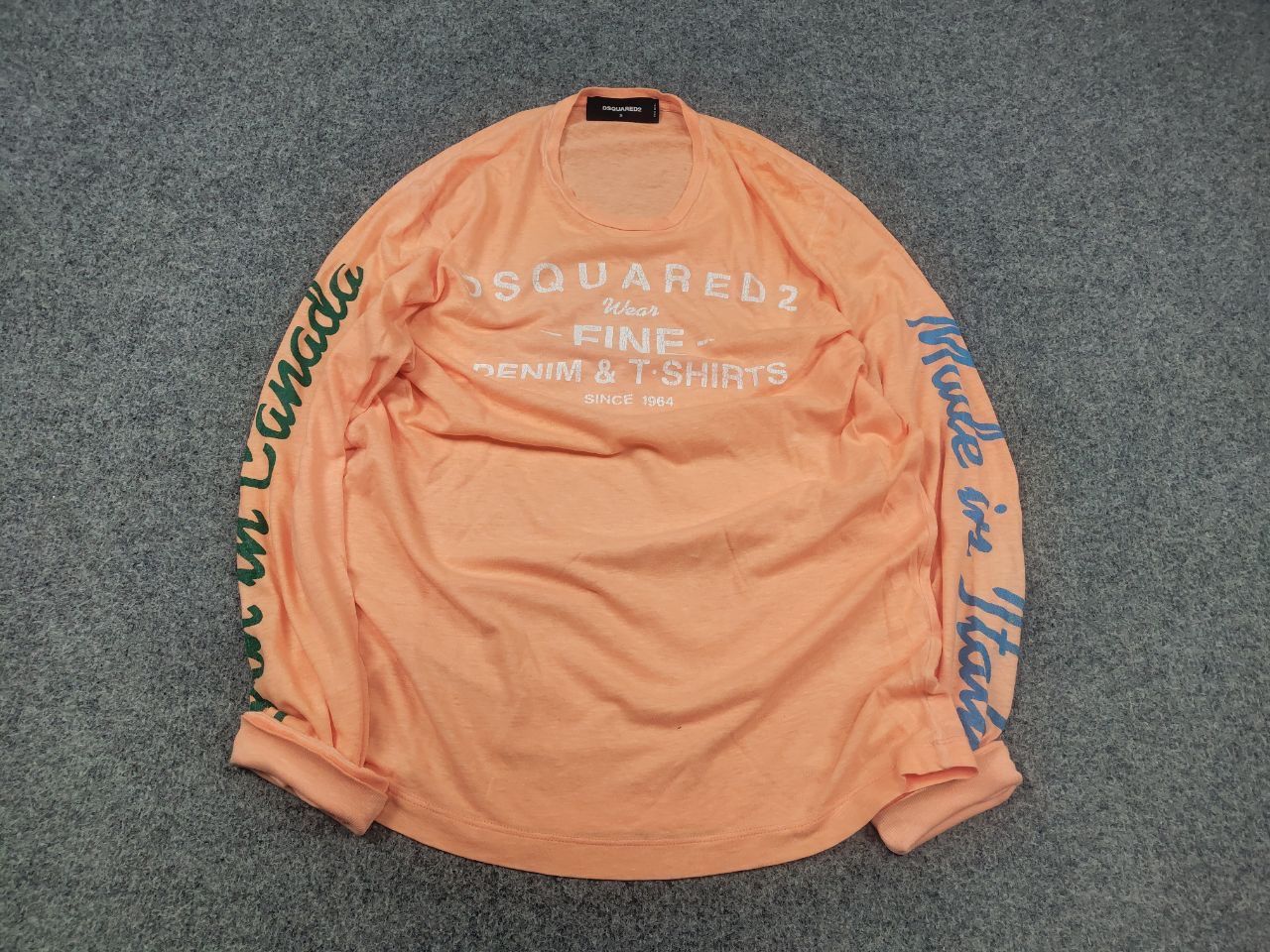 Dsquared2 Dsquared2 Design Peach Longsleeve Spellout Logo T-shirt Size US S / EU 44-46 / 1 - 2 Thumbnail