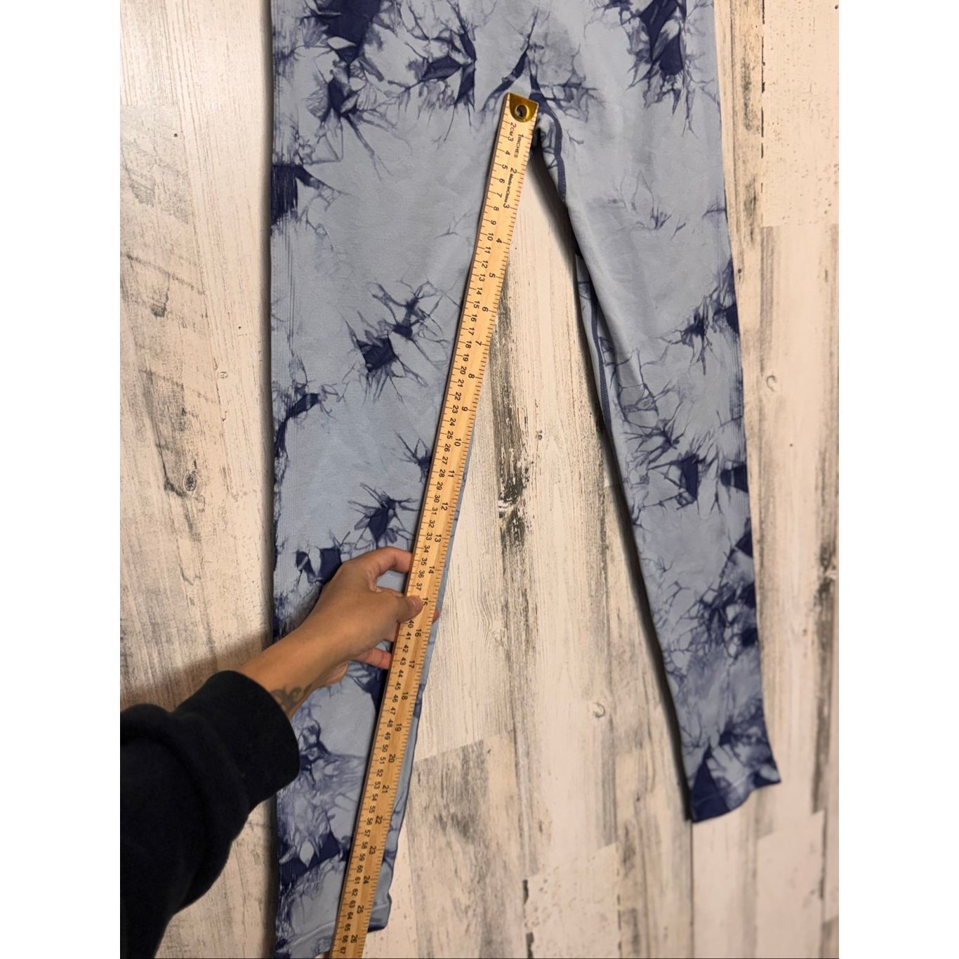 Other Blue Tie-Dye Seamless High Waist Leggings | Ribbed Stretchy Size 32" / US 10 / IT 46 - 7 Thumbnail