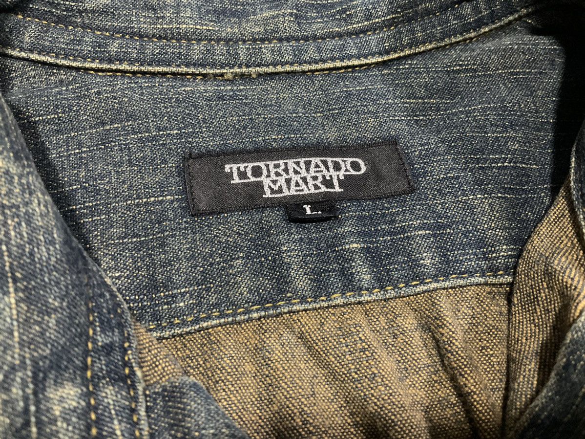 If Six Was Nine × Japanese Brand × Tornado Mart 🔥Y2K Archived Tornado Mart Tribal Denim Shirt Mud Wash Fray Size US L / EU 52-54 / 3 - 7 Thumbnail