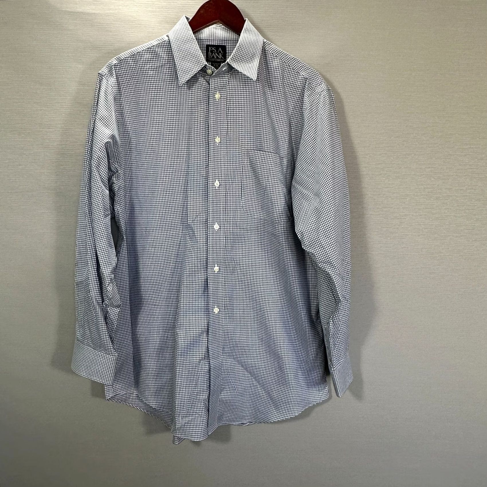 Jos. A. Bank Jos A Bank Shirt Mens 16 Travelers Collection Blue Check Cotton Pocket Tailored Man Shirt Size US M / EU 48-50 / 2 - 2 Thumbnail