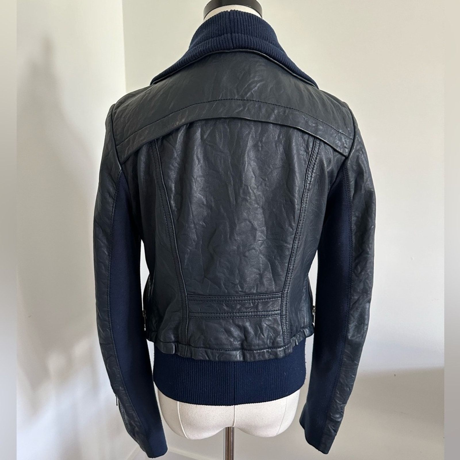 Other RARE Catherine Malandrino Navy Leather Jacket - 4 Size S / US 4 / IT 40 - 3 Thumbnail