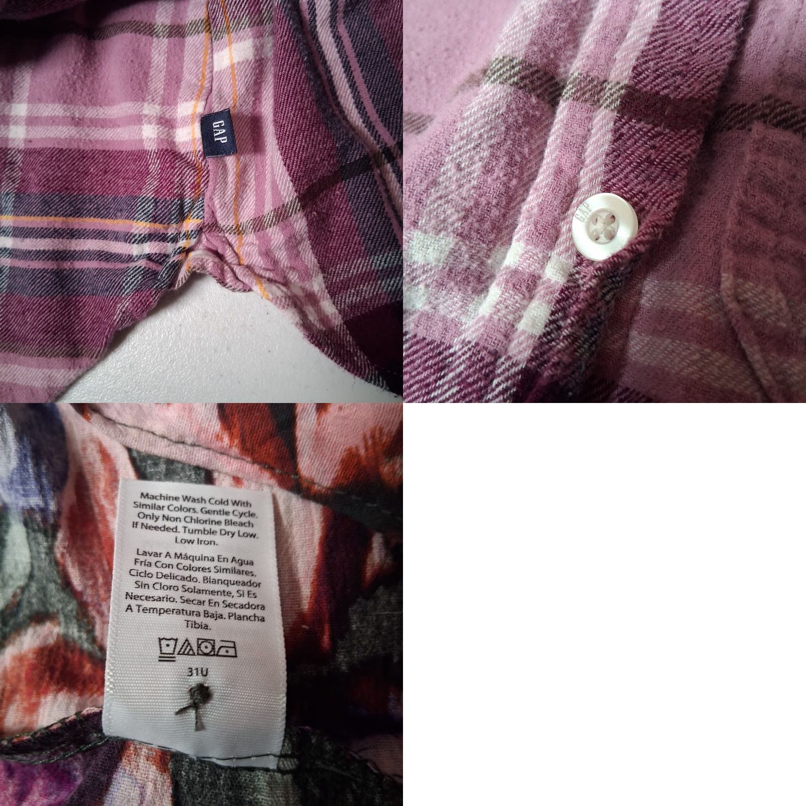 Gap **Gap Women's Medium Purple Plaid Flannel Collared Button-Up Shirt** User: Gap Women's Medium Purple Plaid Collared Button-Up Flannel Shirt ** Size M / US 6-8 / IT 42-44 - 10 Thumbnail