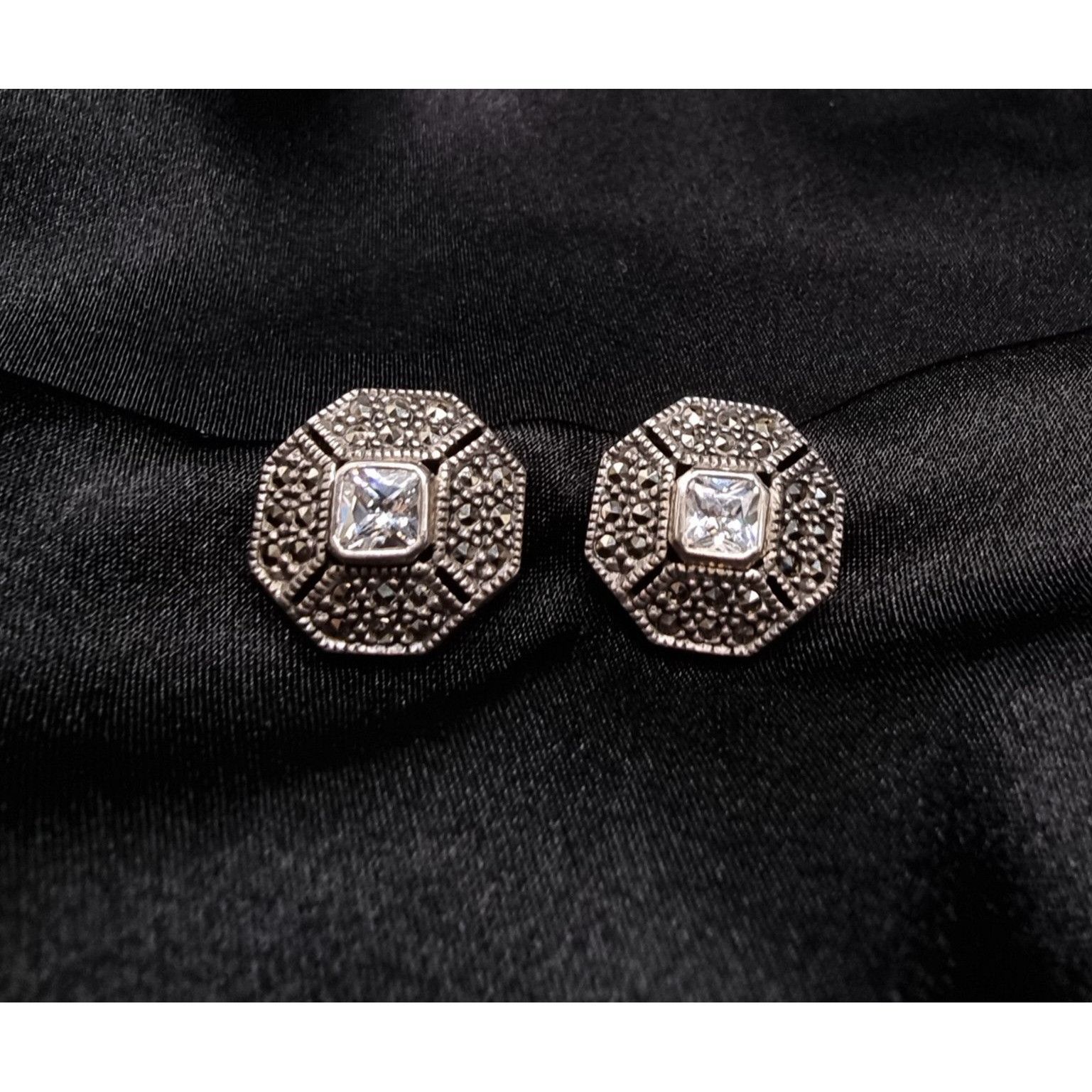Vintage Rare Find Judith Jack Sterling Silver Marcasite & Crystal Oc Size ONE SIZE - 2 Thumbnail