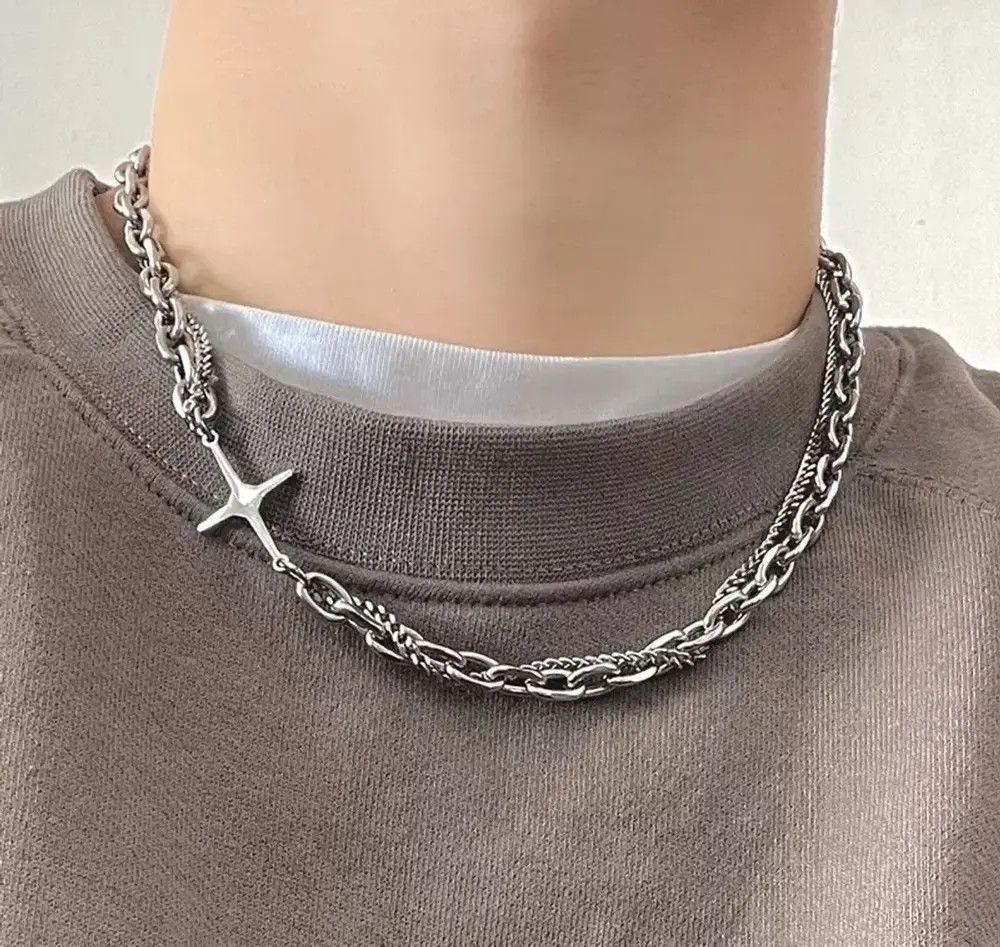 Jewelry Silver Cross Goth God Pendant Necklace Size ONE SIZE - 1 Thumbnail