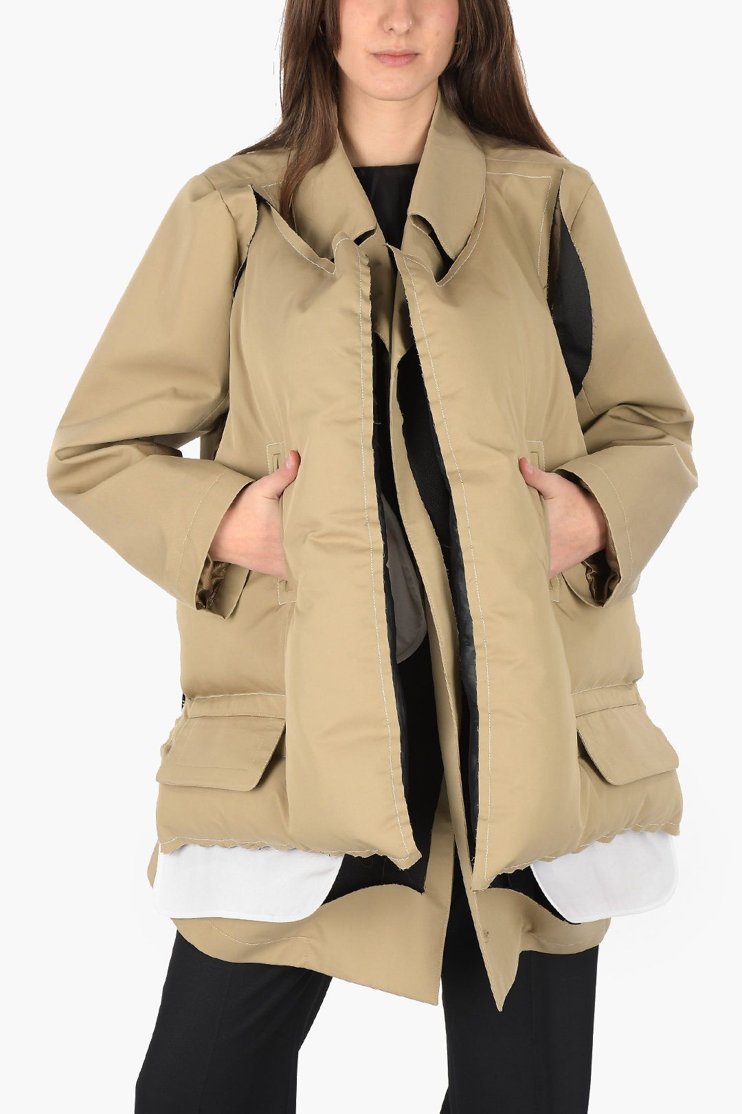Maison Margiela o1tko10125 Padded Deconstructed Jacket in Beige Size XS / US 0-2 / IT 36-38 - 1 Thumbnail