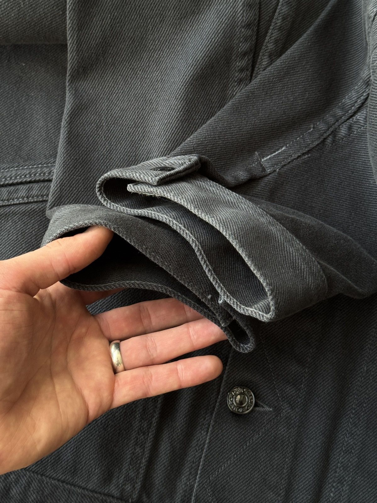 Tom Ford ⚫️ Tom Ford Graphite Black Japanese Denim Trucker Jacket Size US XXL / EU 58 / 5 - 5 Thumbnail