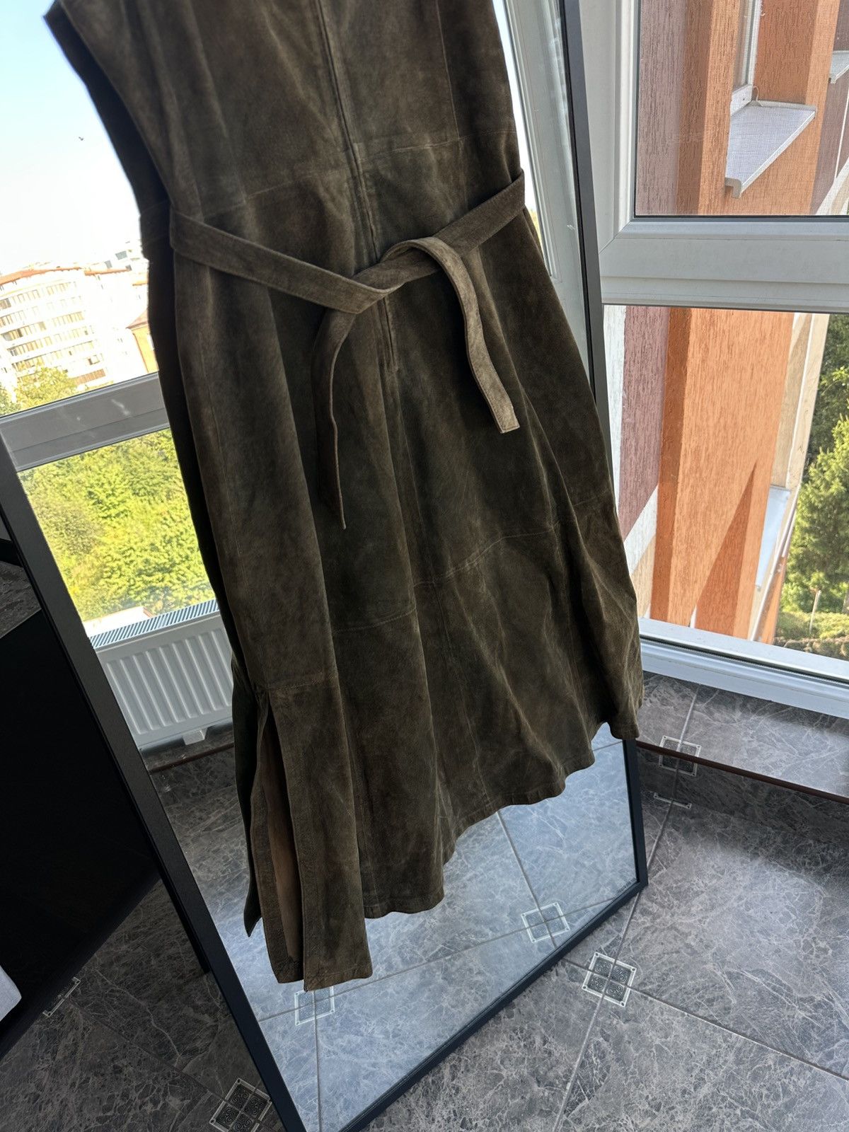 Folk Vintage Folk Traditional Leather Dress Soft Khaki Genuine Size S / US 4 / IT 40 - 7 Thumbnail