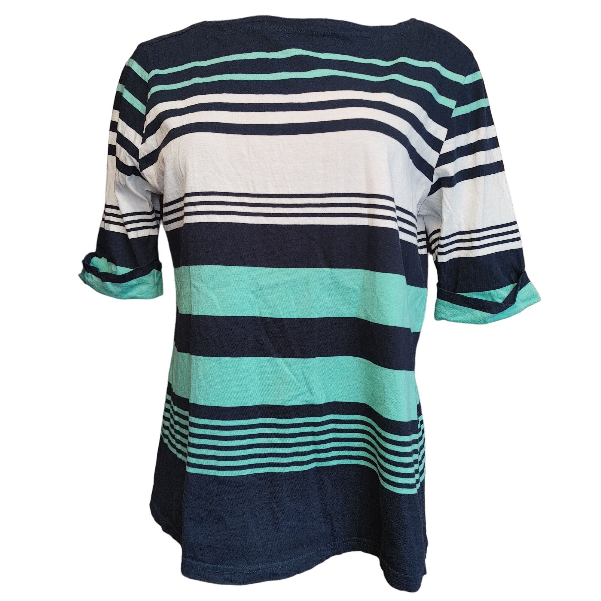Basic Editions Basic Editions Women's Black/Blue/White Stripped Quarter Sle Size XL / US 12-14 / IT 48-50 - 1 Thumbnail