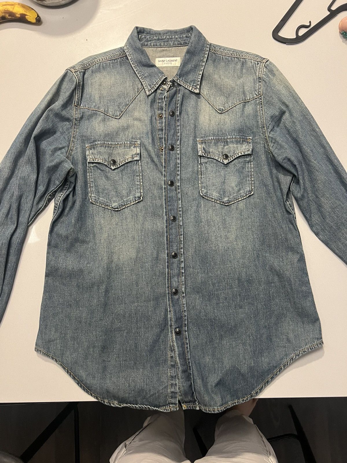 Retail $900 Saint Laurent Western Denim Shirt